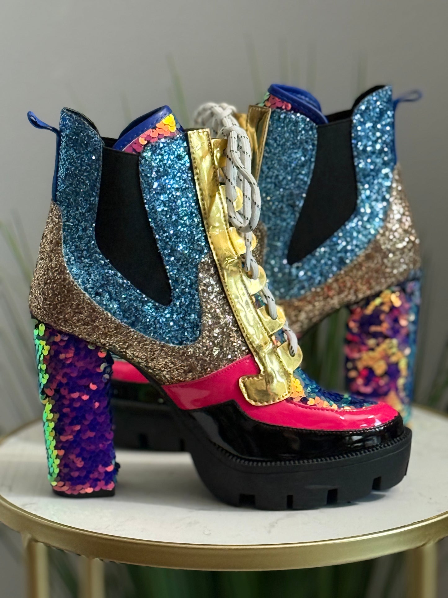 #245 Nell Glitter Combat Boots