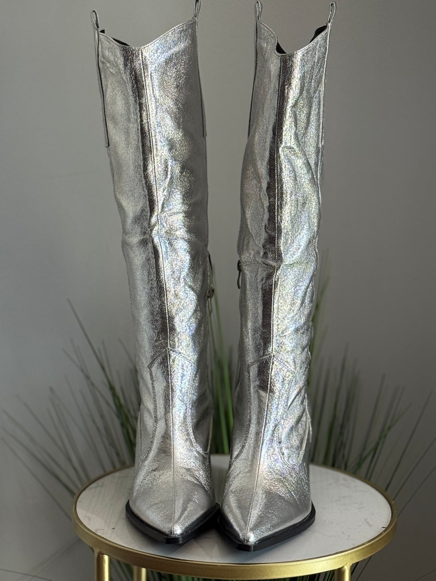 #219 Silver Western Boots