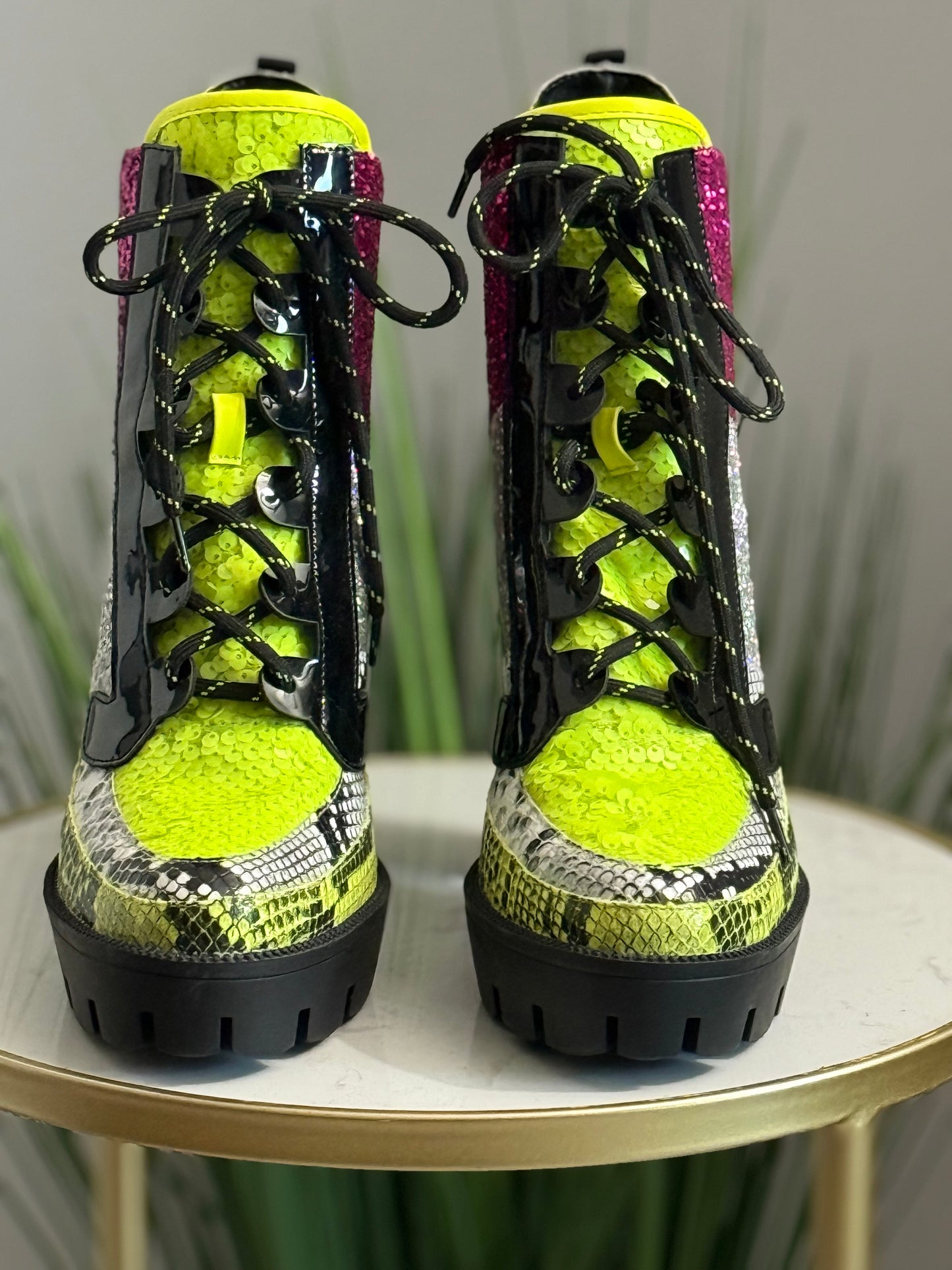 #247 Nell Glitter Combat Boot