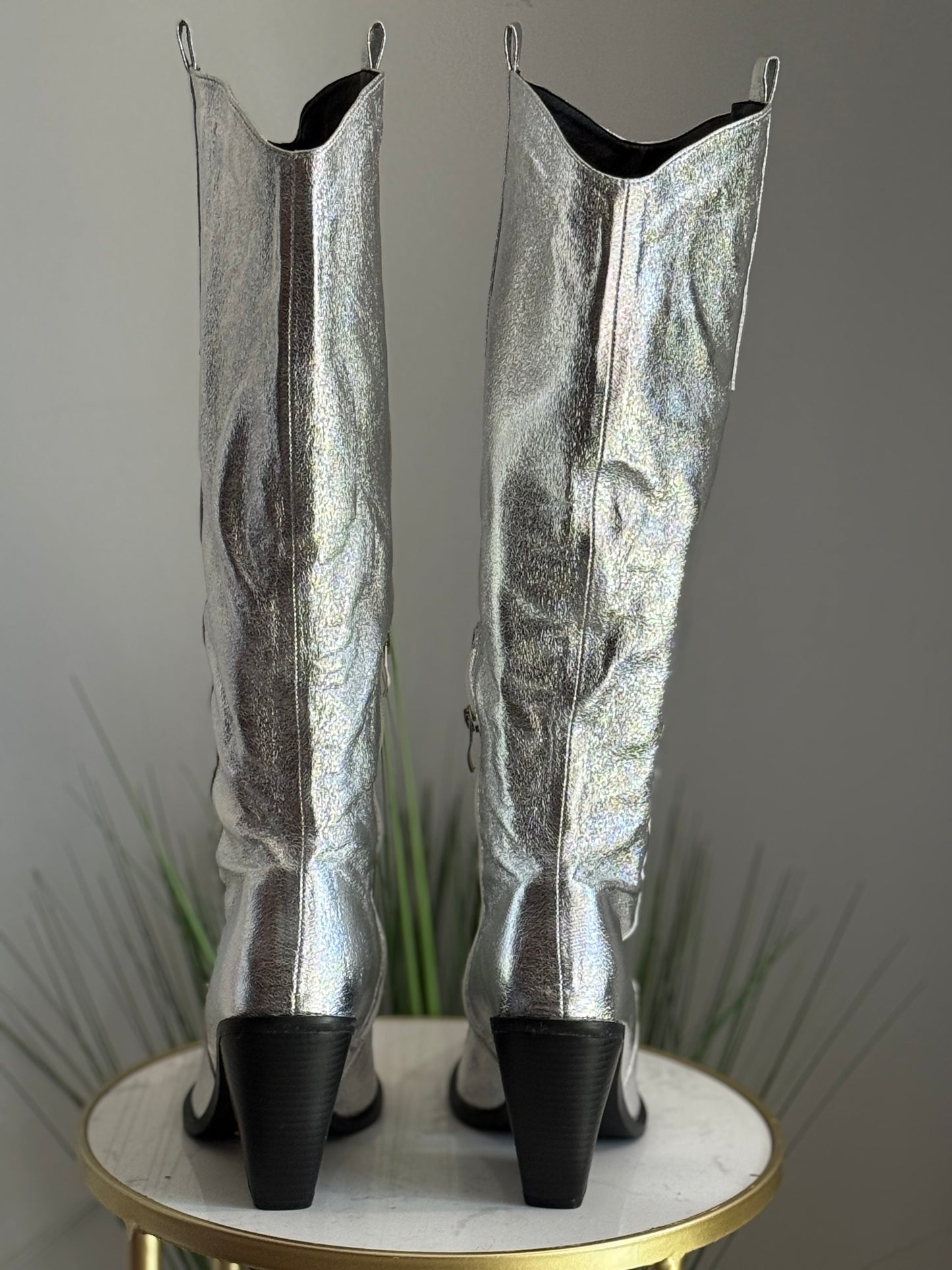 #219 Silver Western Boots
