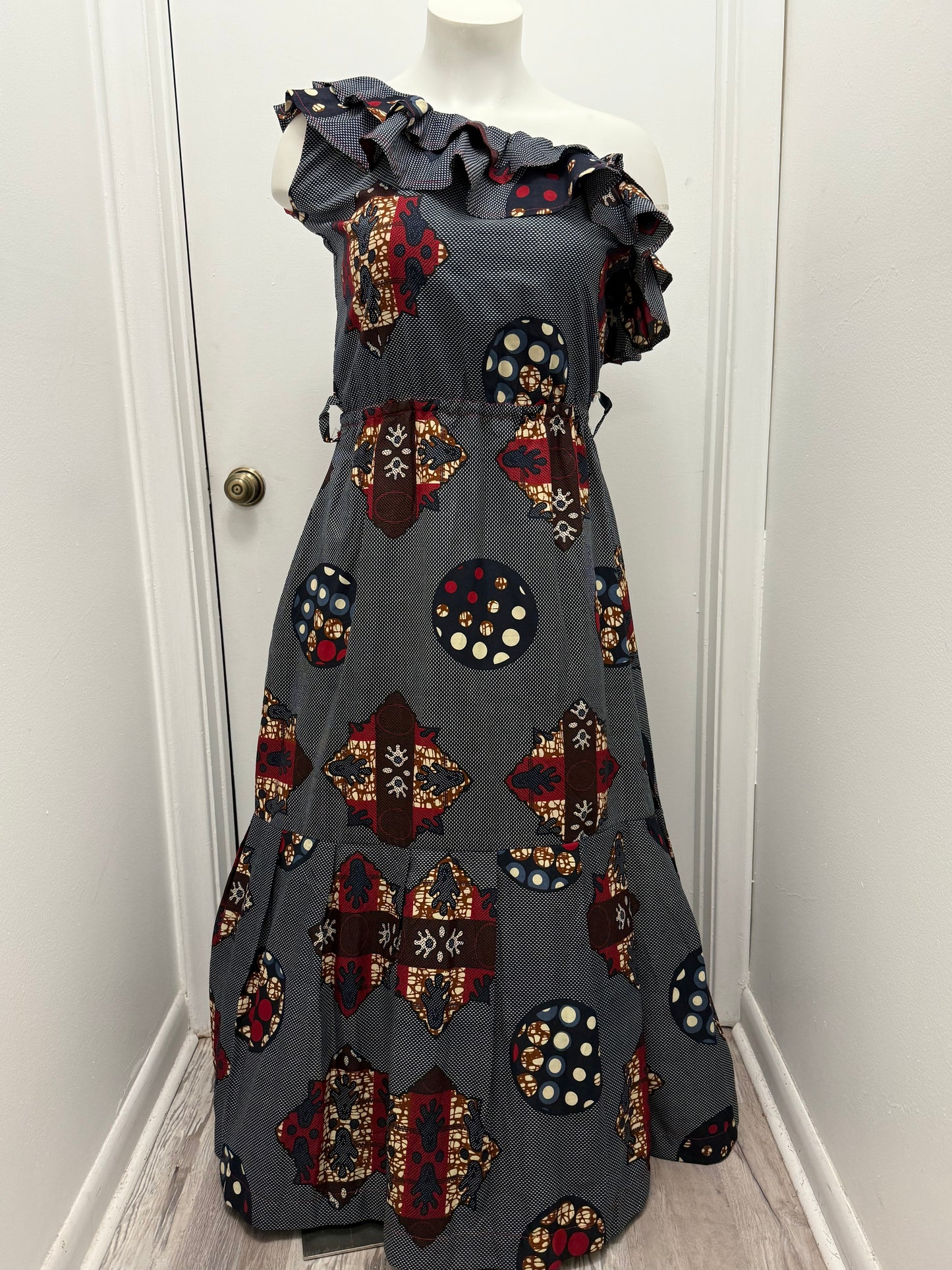 #184 Ankara Ruffle Maxi