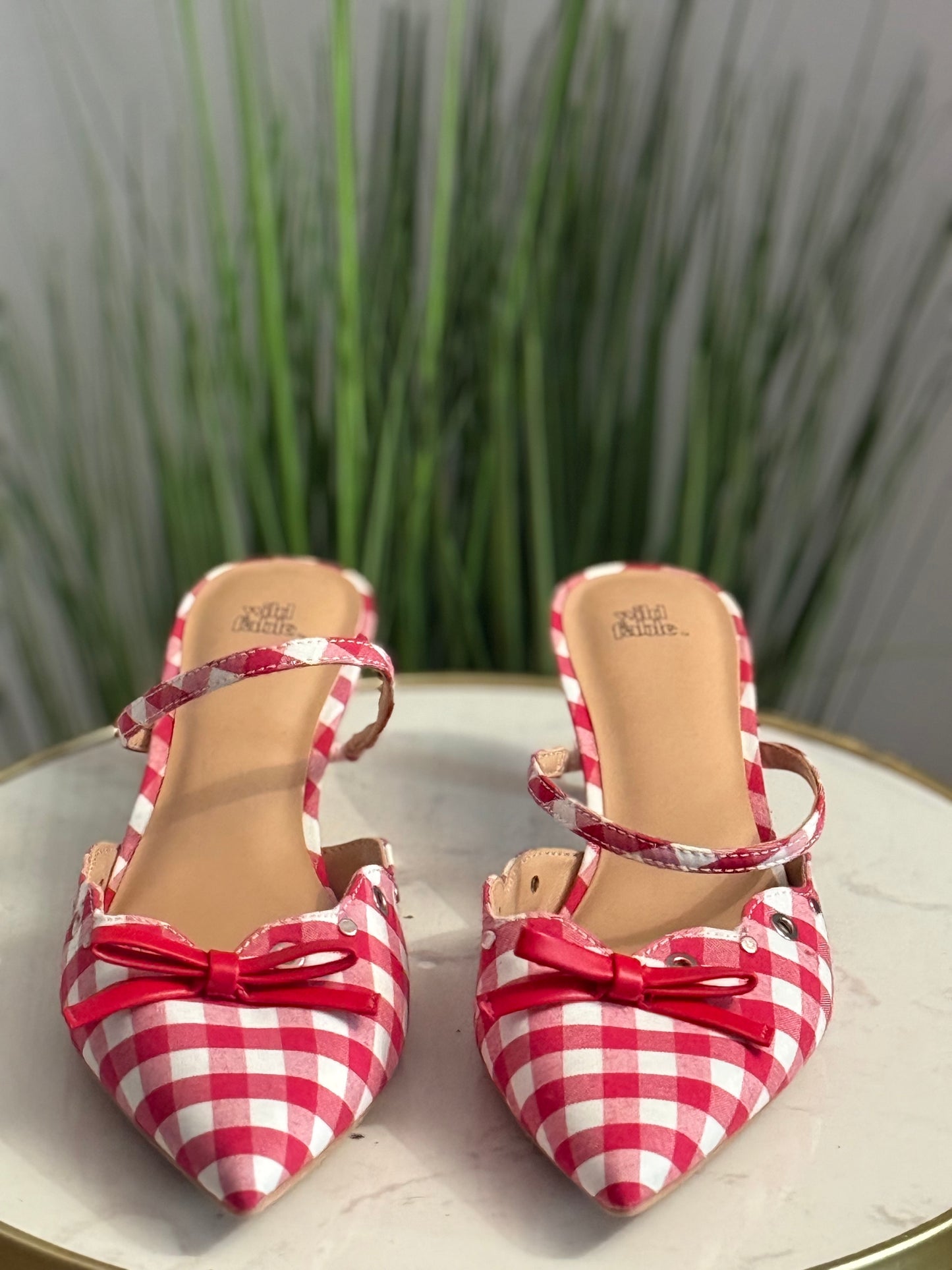 #238 Gingham Kitten Heels