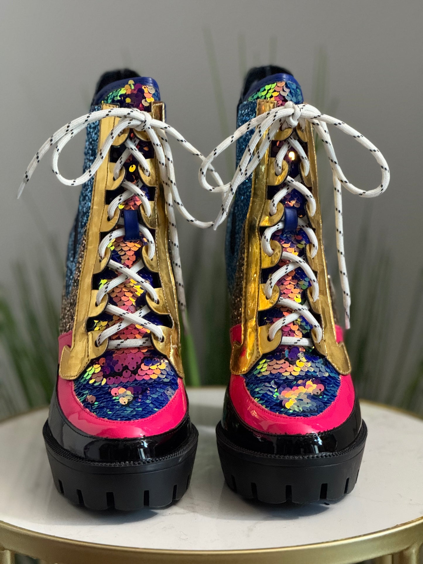 #245 Nell Glitter Combat Boots