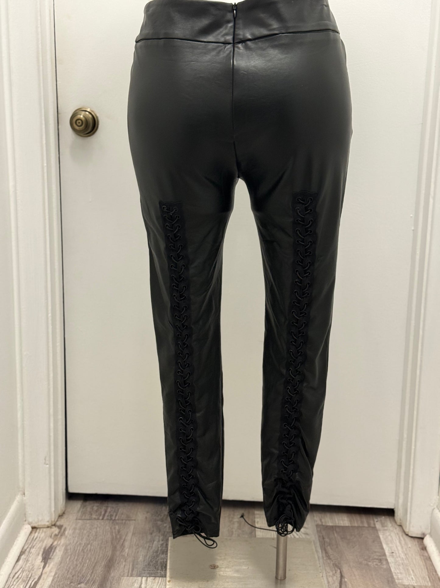 #96 Laced Faux Leather Pants