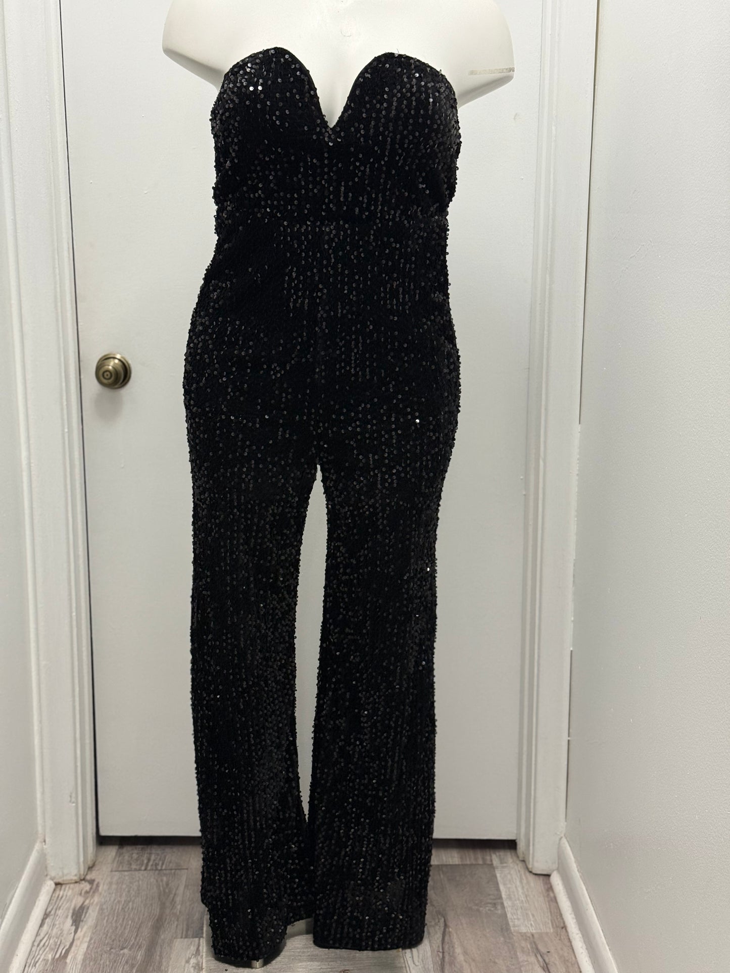 #324 Sequin Strapless Jumpsuit