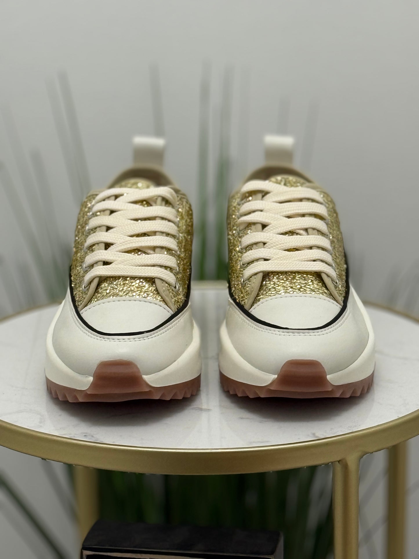 #101 Gold Sneakers (👀size recommendations)