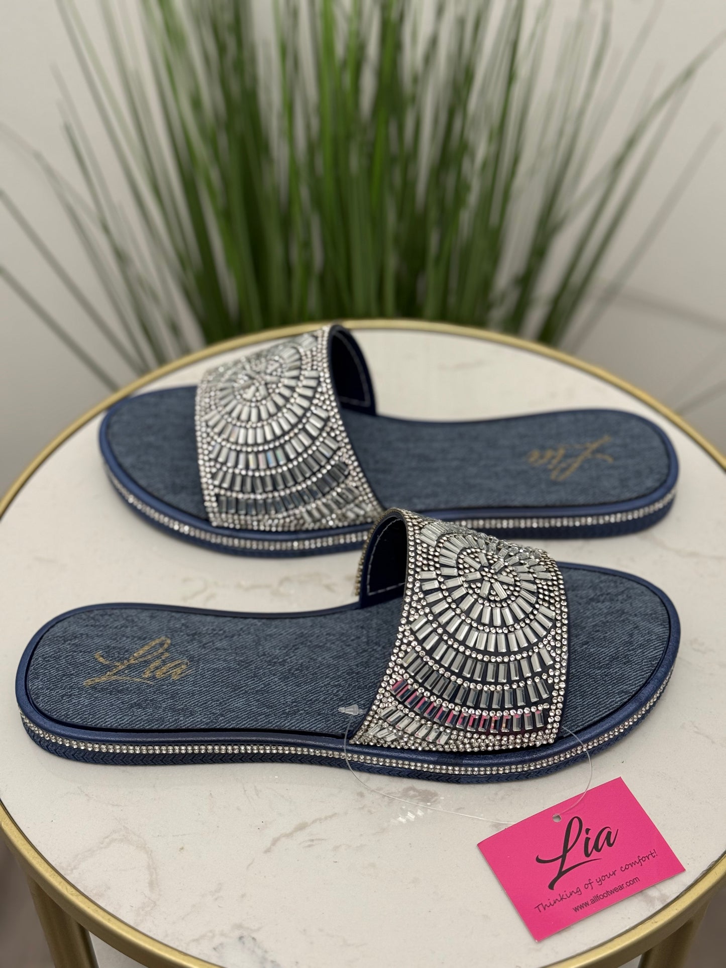 #368 Lia Denim & Diamond Sandal