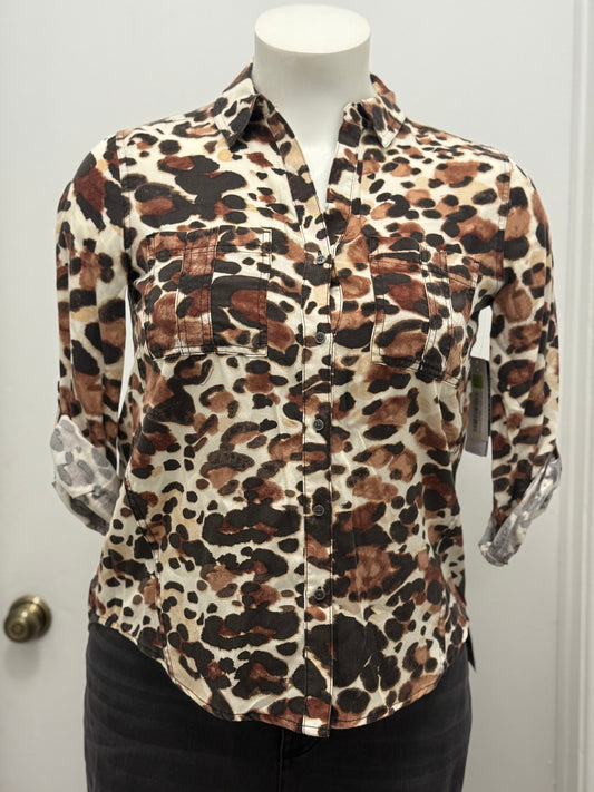 #172 Cow print Button Up