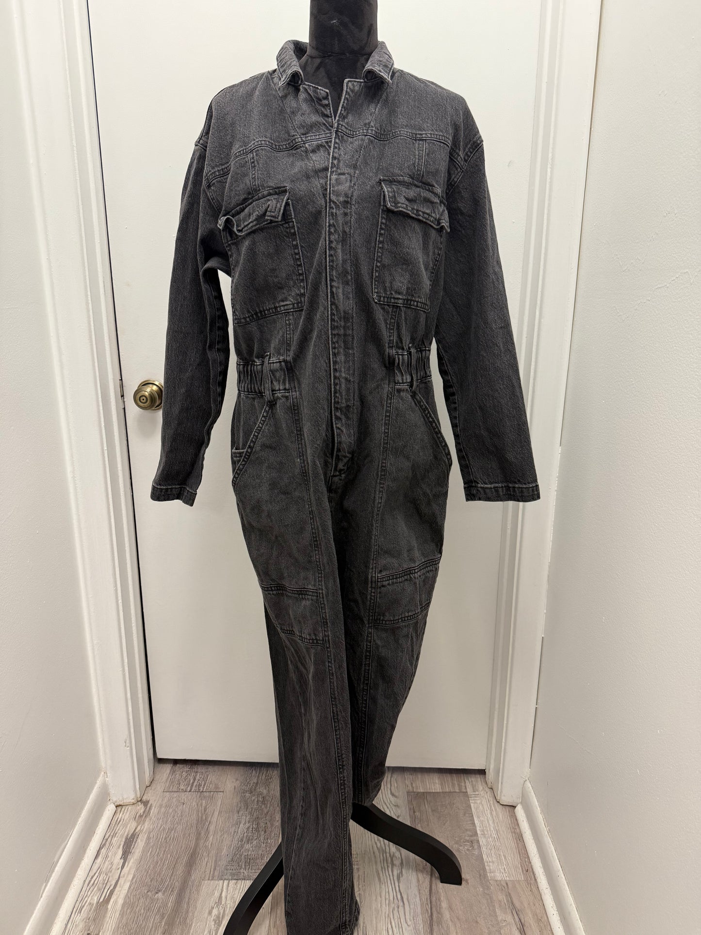 #176 Black Denim Jumpsuit