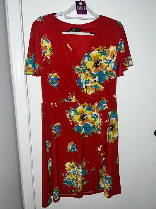 #108 Floral Faux Wrap Dress