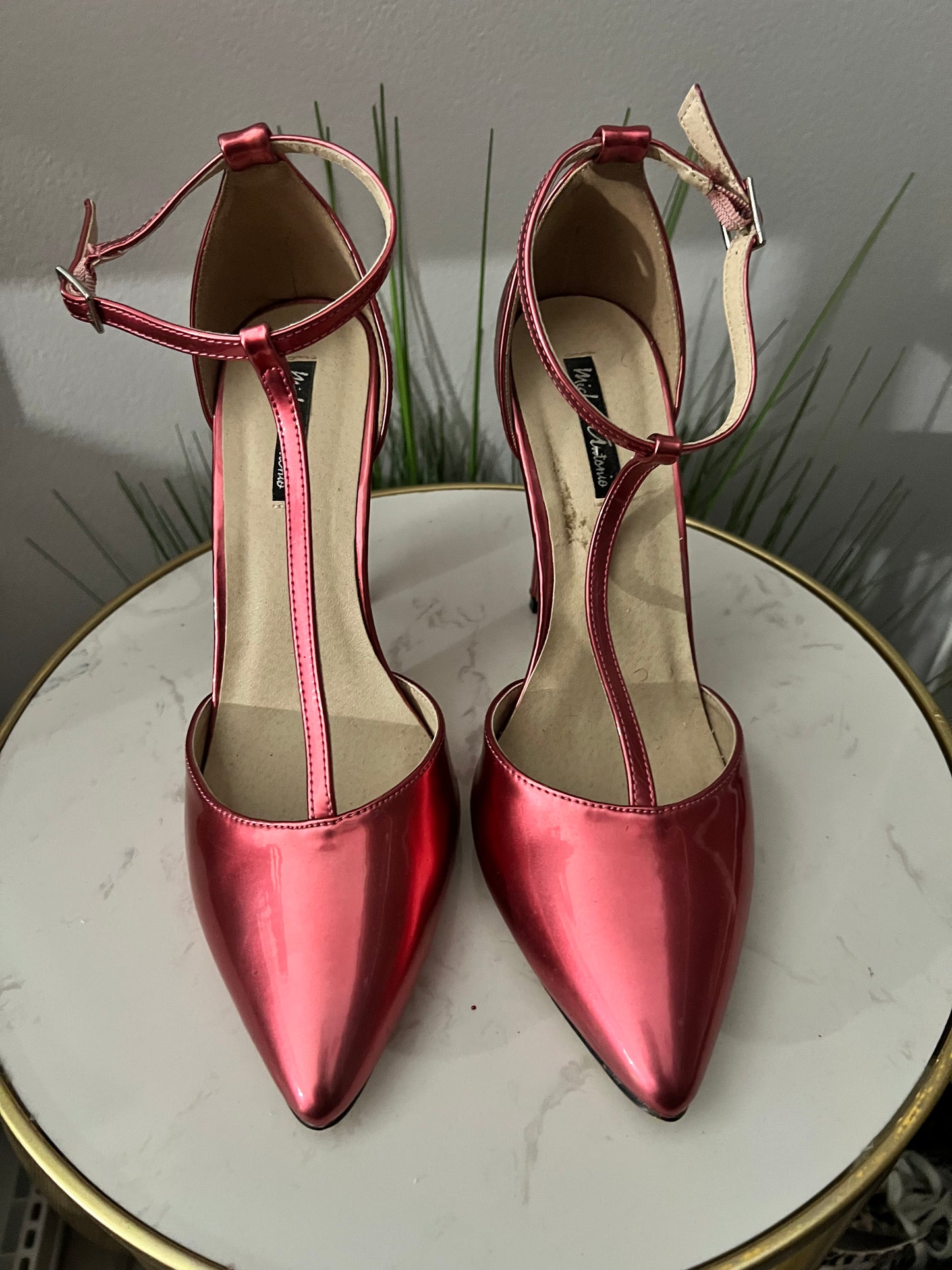 Pearlized Pink Tstrap Heels #308