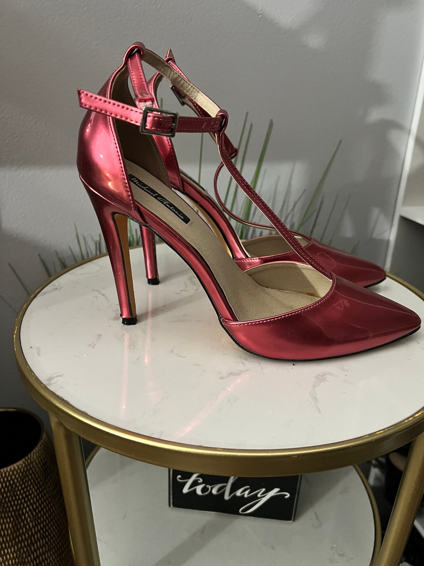 Pearlized Pink Tstrap Heels #308