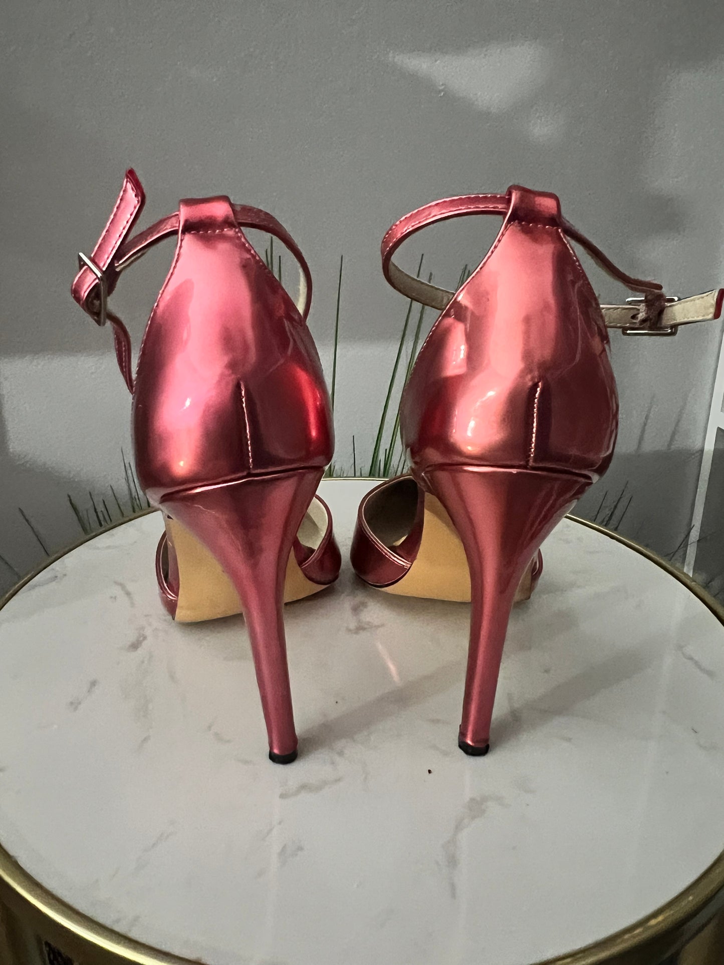 Pearlized Pink Tstrap Heels #308