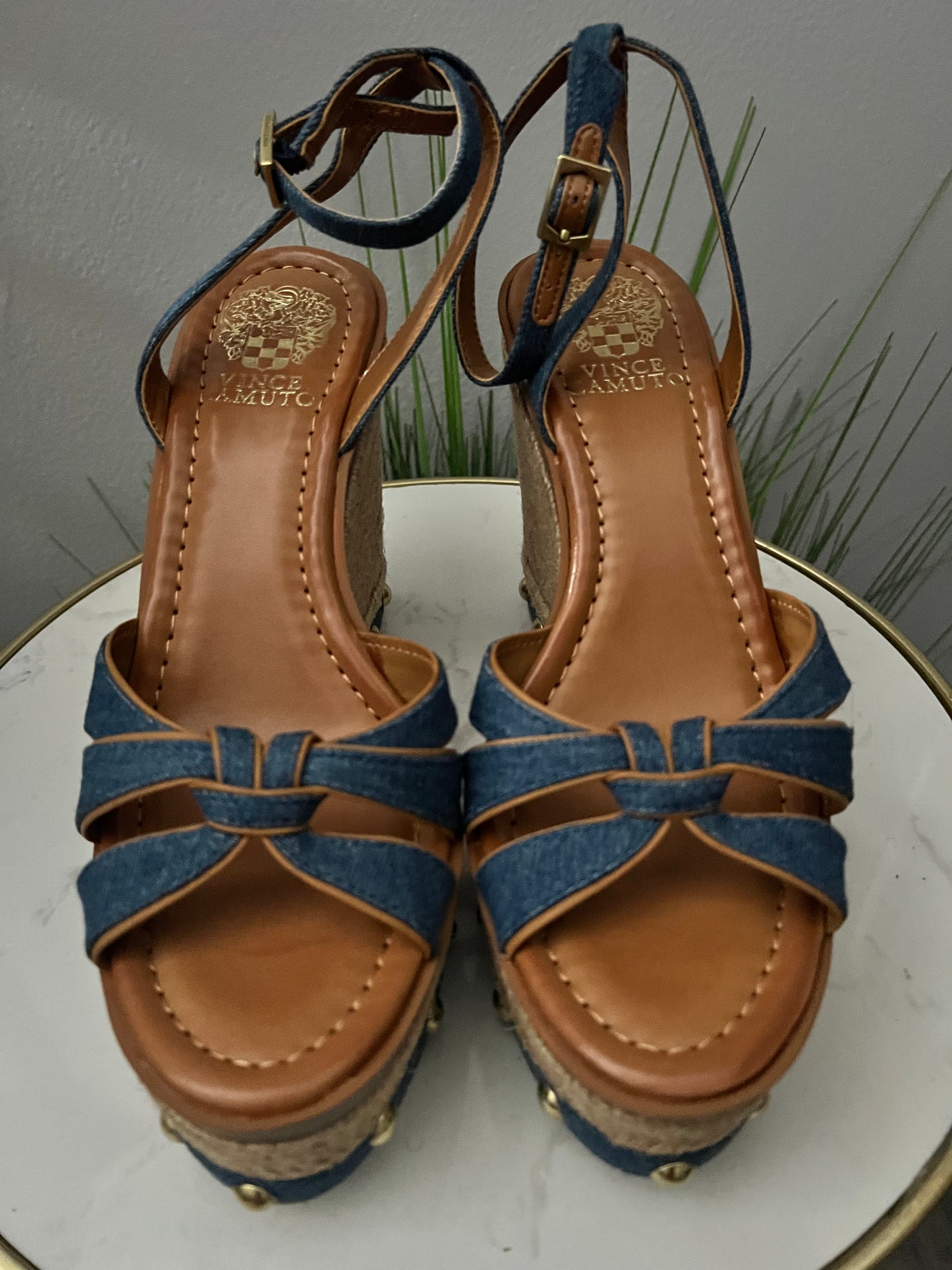 Denim Espadrille Wedges