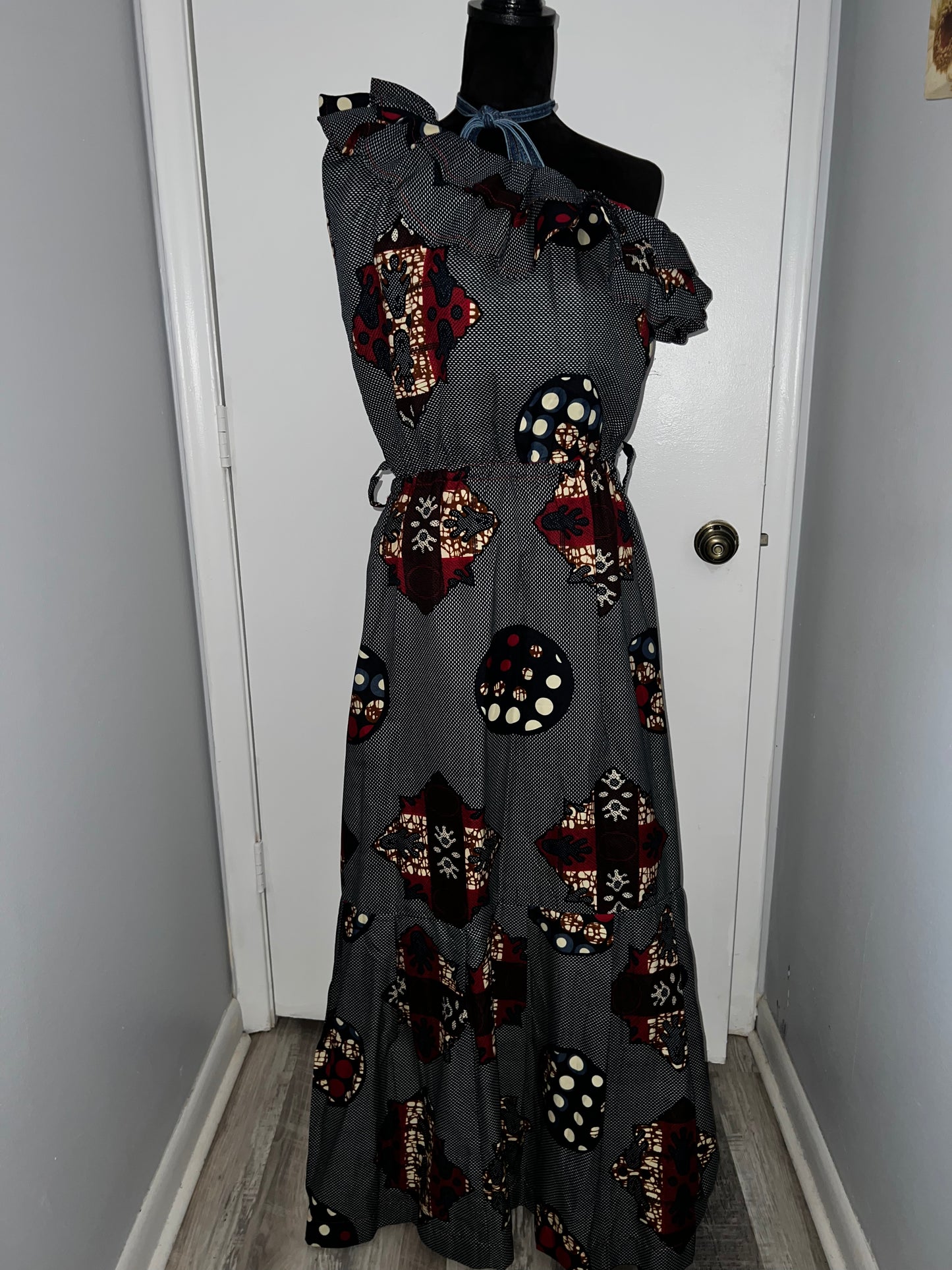 #184 Ankara Ruffle Maxi