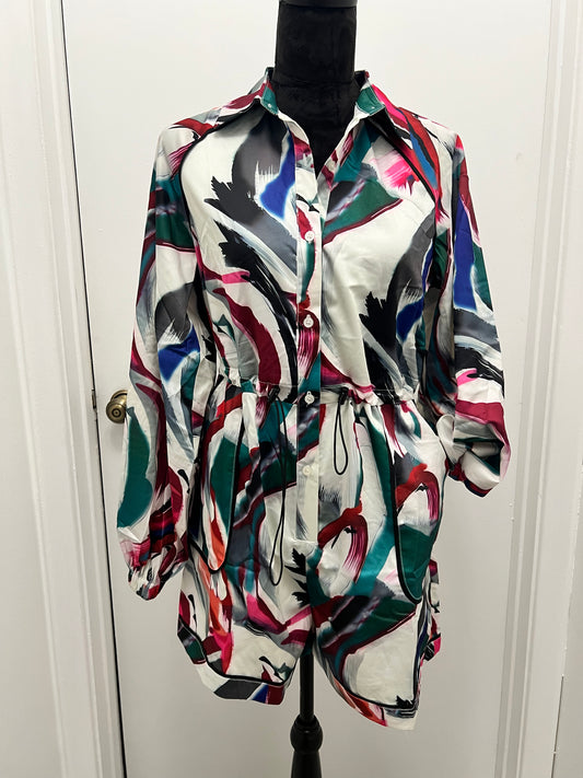 #204 PIPING POCKET LONG SLEEVE ROMPER