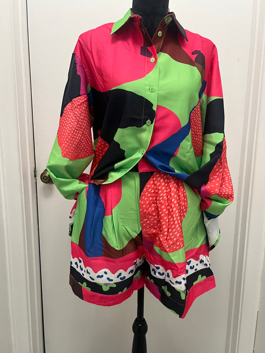 #207 Abstract Summer Short Set