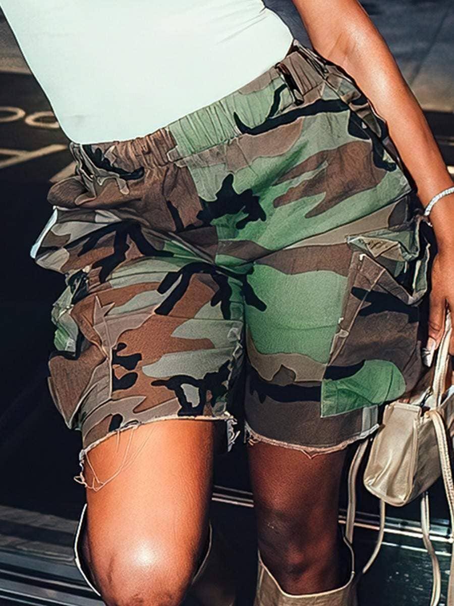 Camo Raw Edge Cargo Shorts