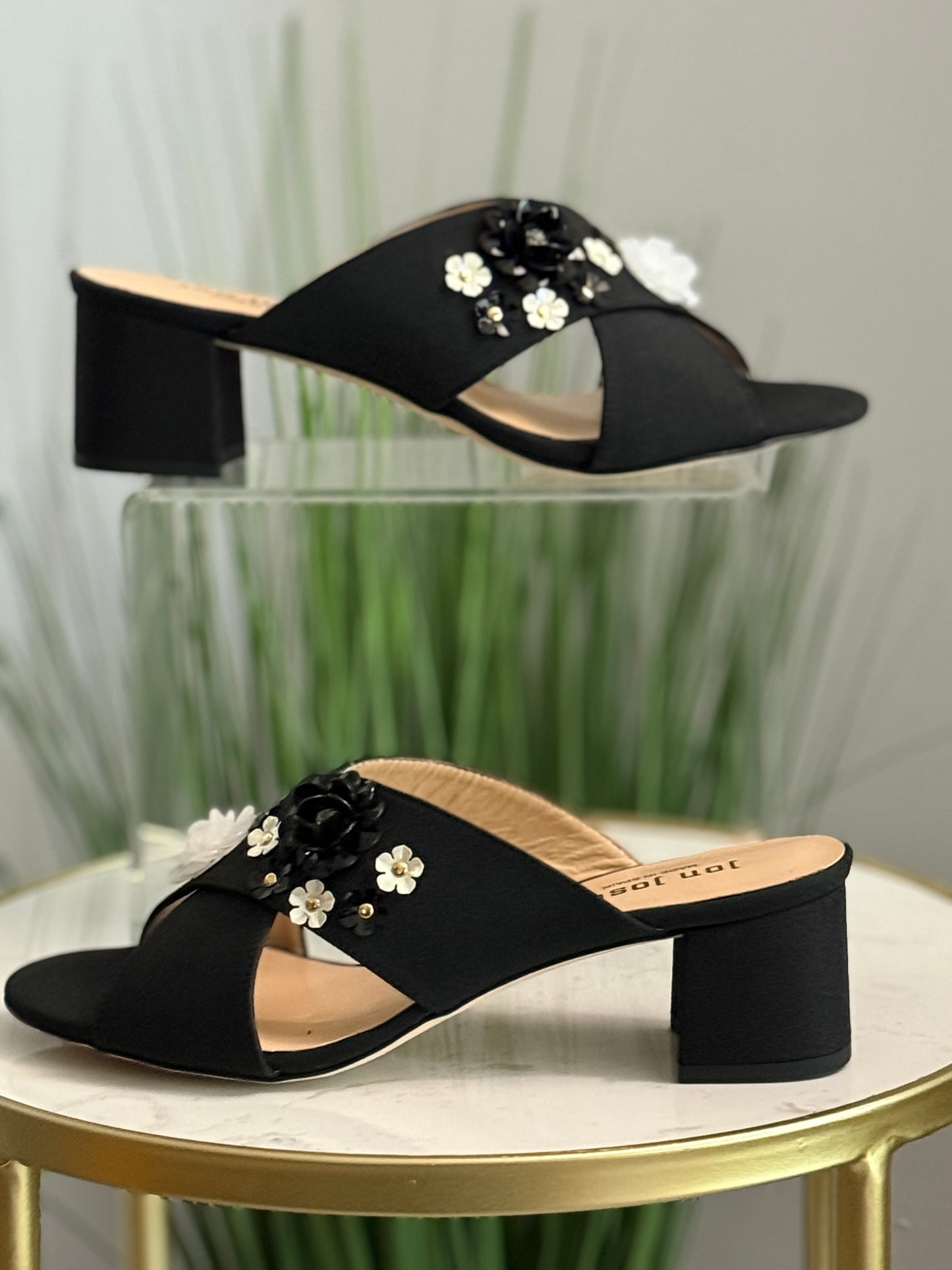 #282 Jon Josef Floral Embellished Block Heel Sandals