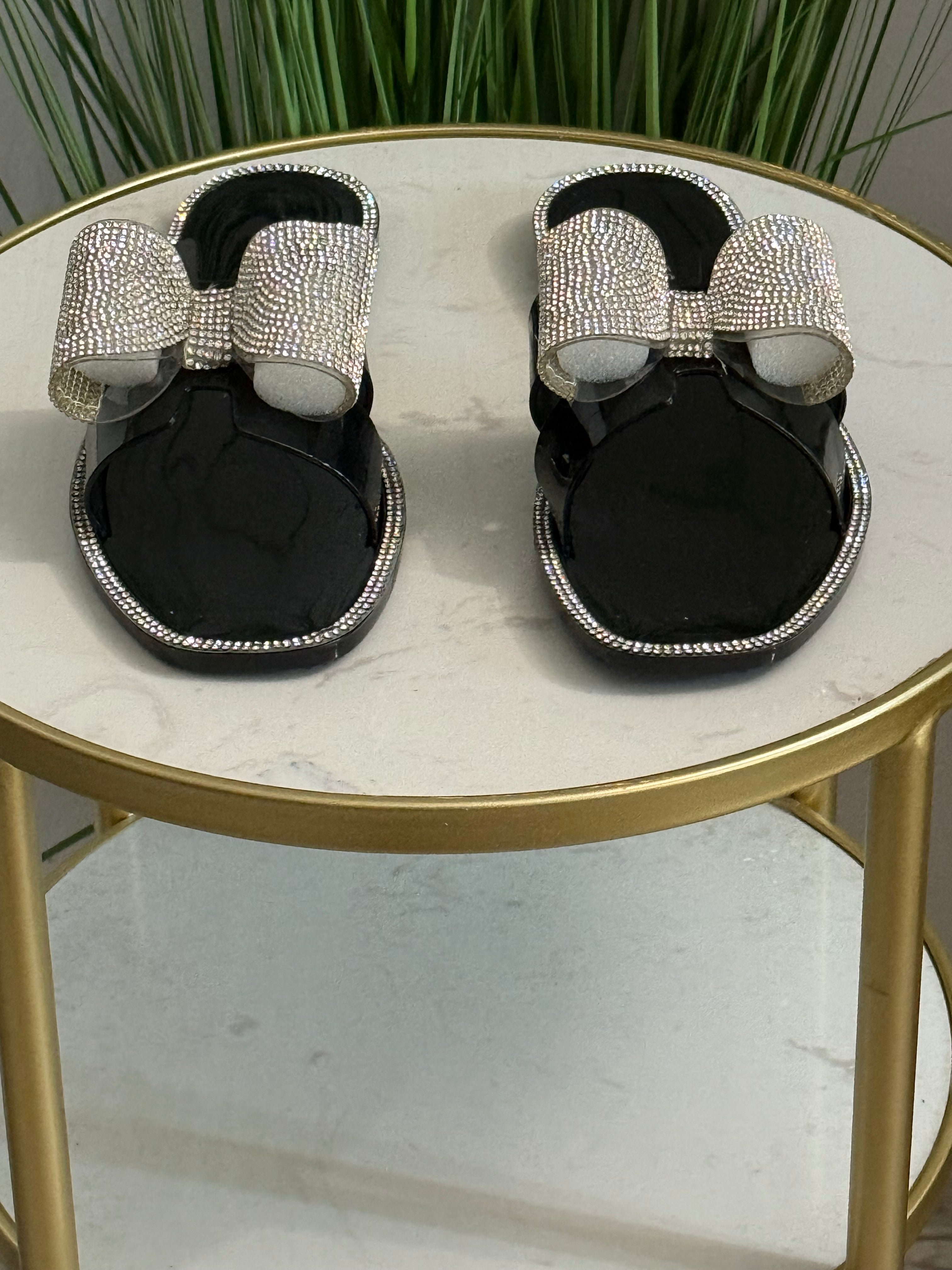 #232 Lucia Rhinestone Bow Jelly Slide Sandals