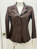 #125 Beaded Faux Leather Jacker
