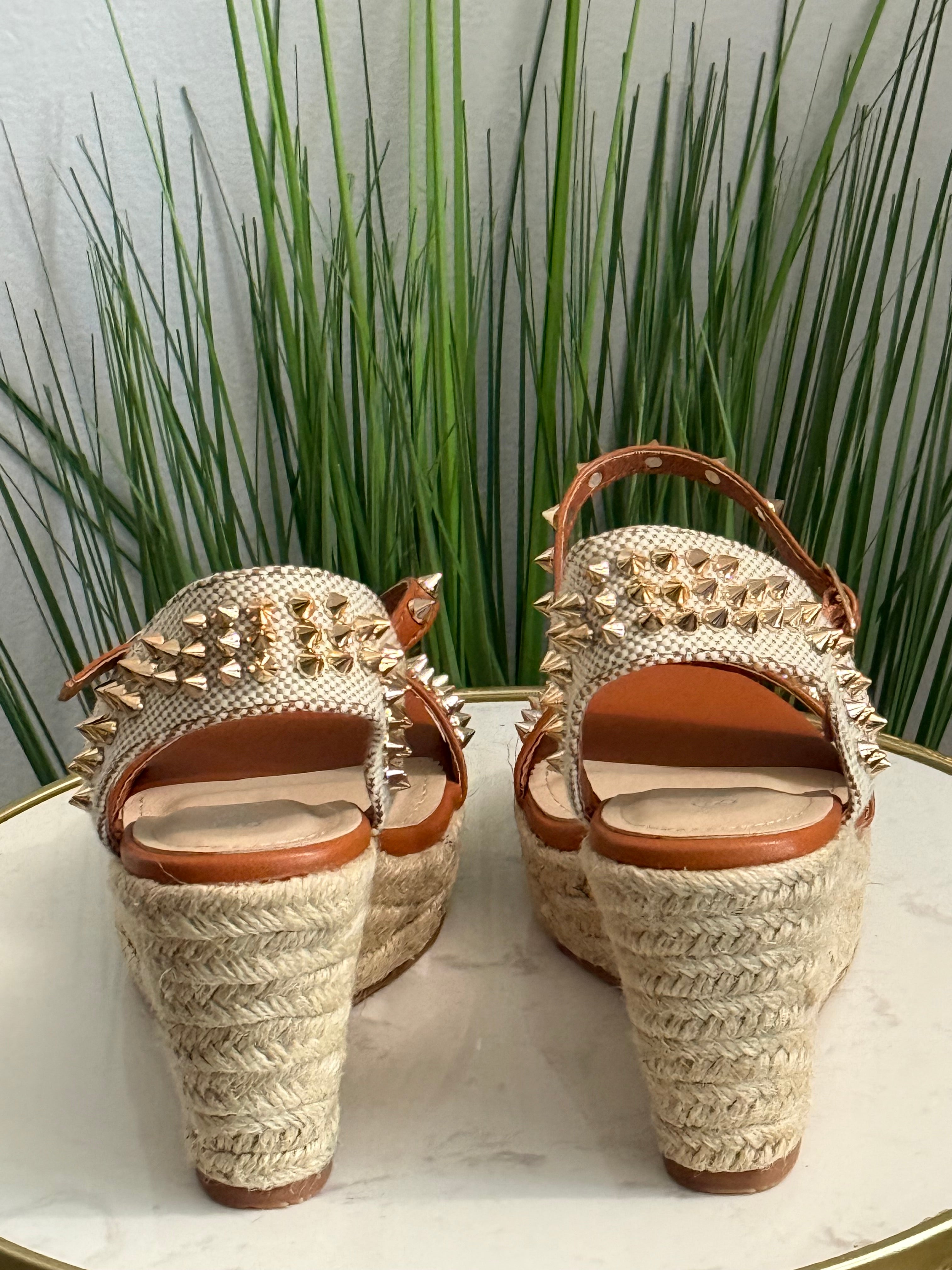#225 Studded Espadrille Wedge Sandals (3.5in)