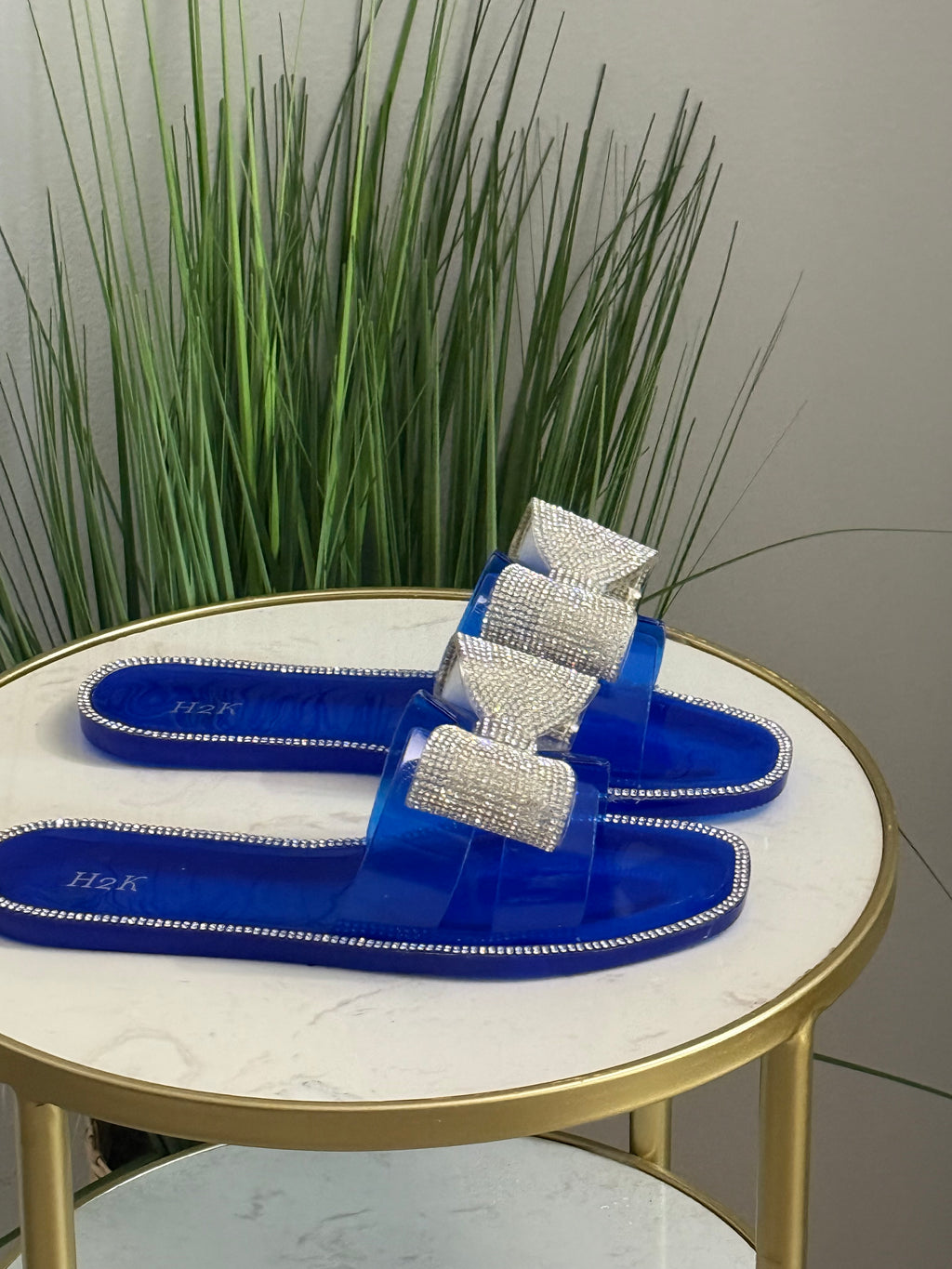 #284 Rhinestone Bow Jelly Slide Sandals