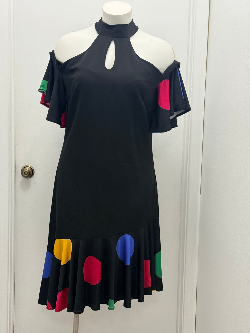 Polka Dot Halter Asymmetrical Dress #137