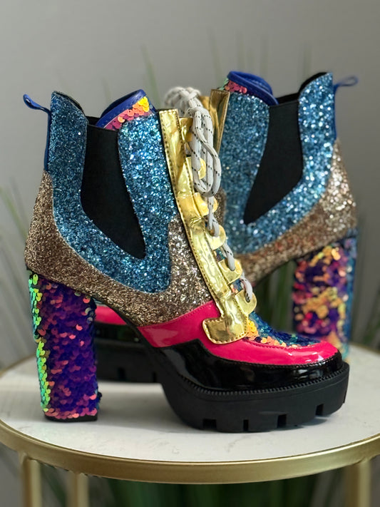 #245 Nell Glitter Combat Boots