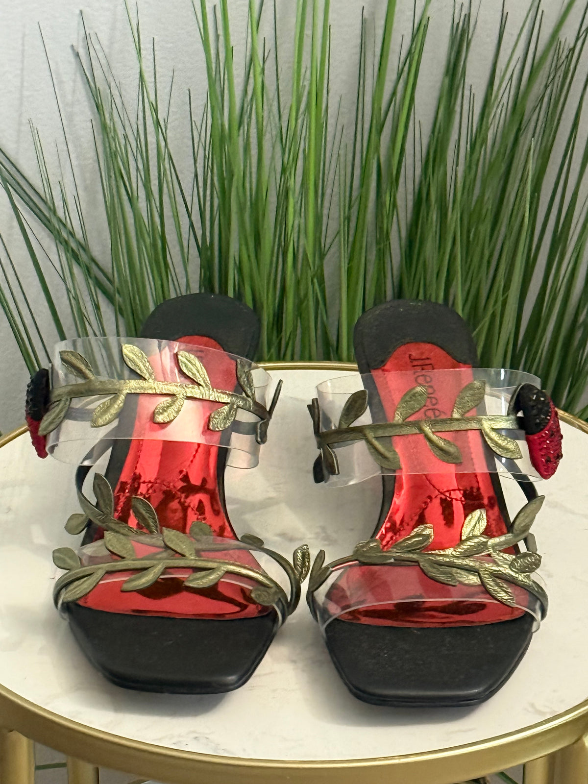 Embellished Ladybug Leaf Strap Wedge | BF 9| #205
