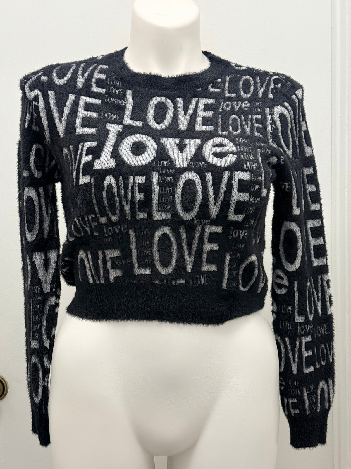 LOVE Fuzzy Cropped Sweater #136 OSFM up to L