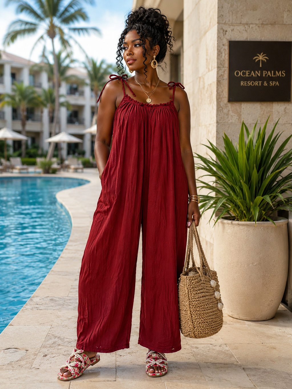 #62 Flowy Wide Leg Vacation Jumpsuit (OSFM)