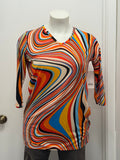 #144 Retro Swirl Print Tunic Top