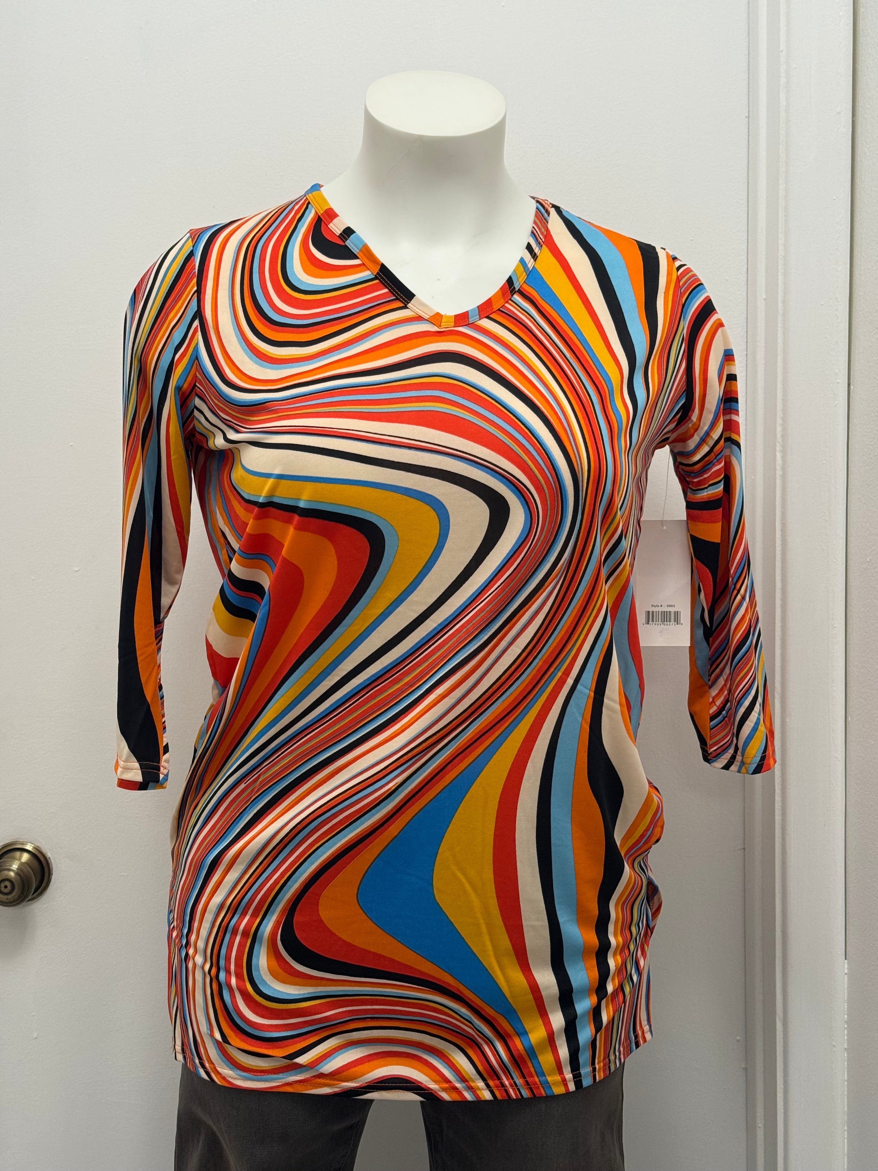 #144 Retro Swirl Print Tunic Top