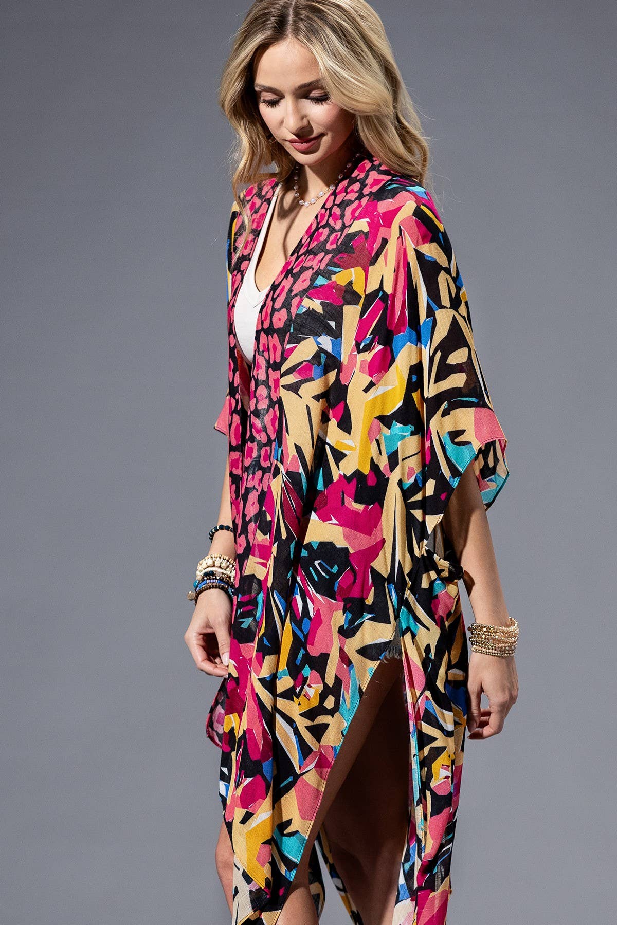 Abstract Multi Viscose Kimono: ABSTRACT MULTI