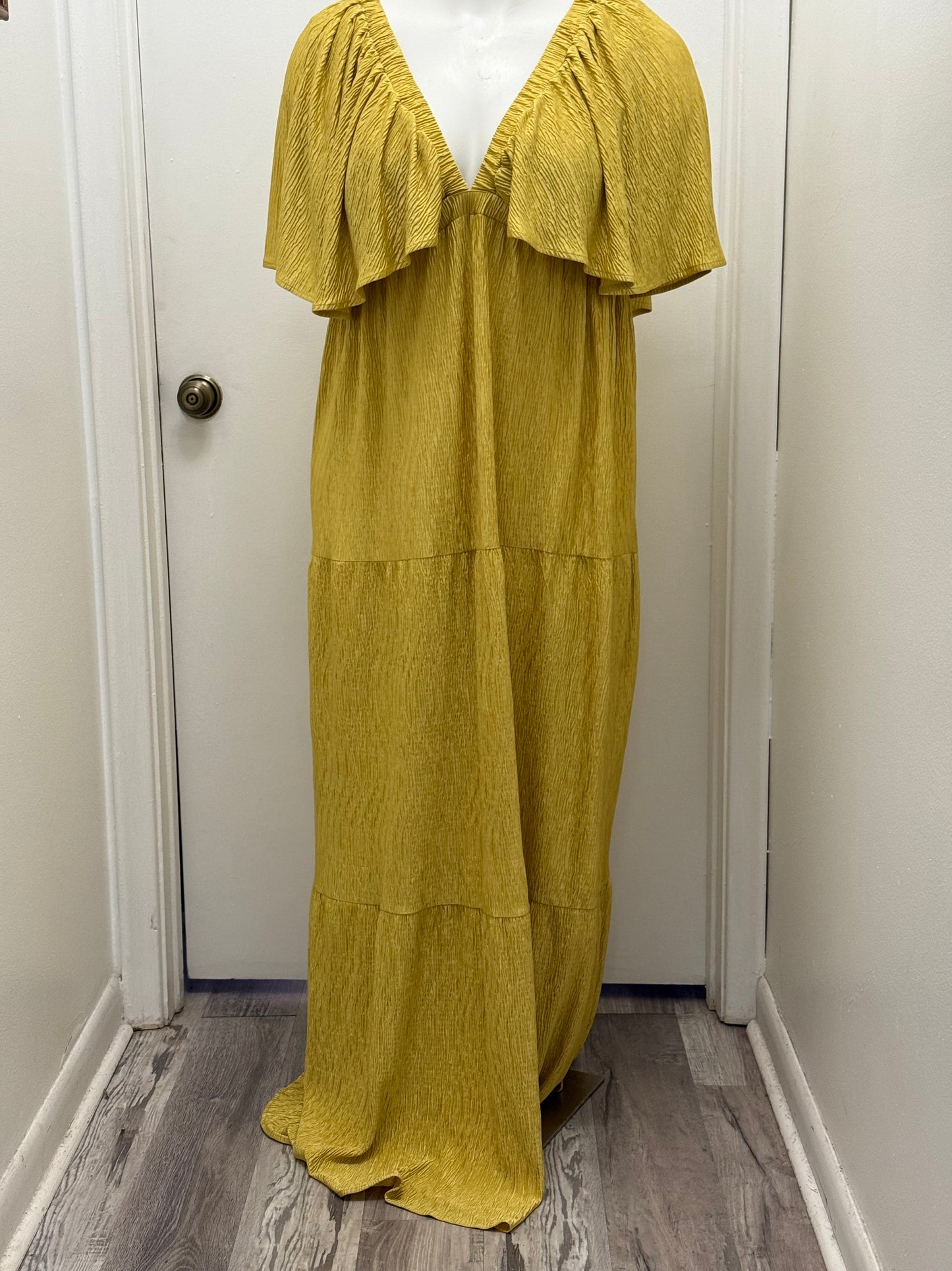 Yellow Ruffle Crinkle Maxi #106
