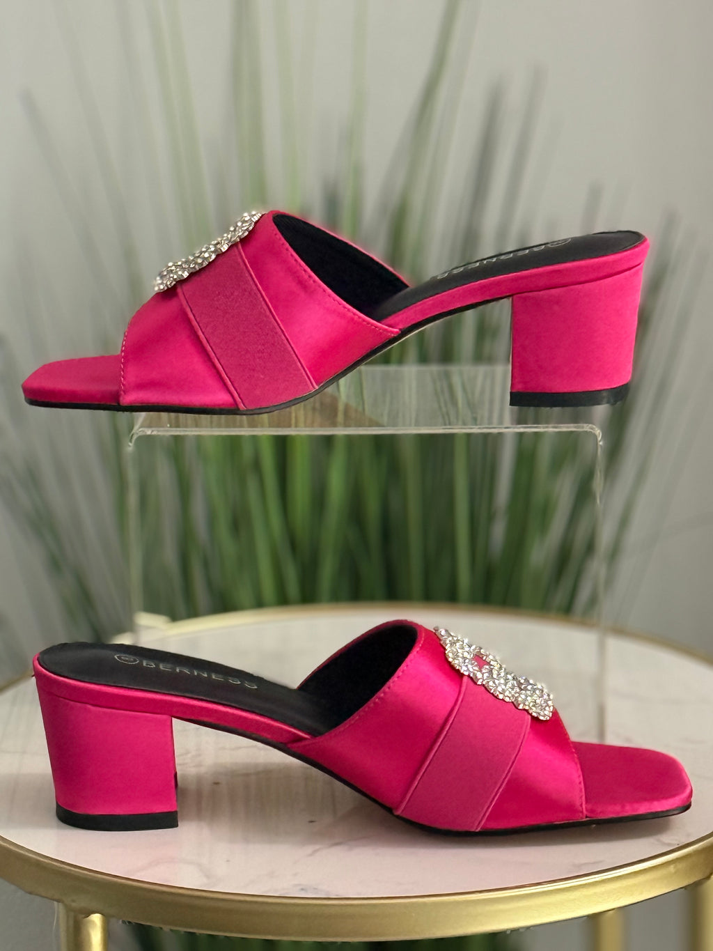 #257 Kay Satin Bling Kitten Heel (hot pink)