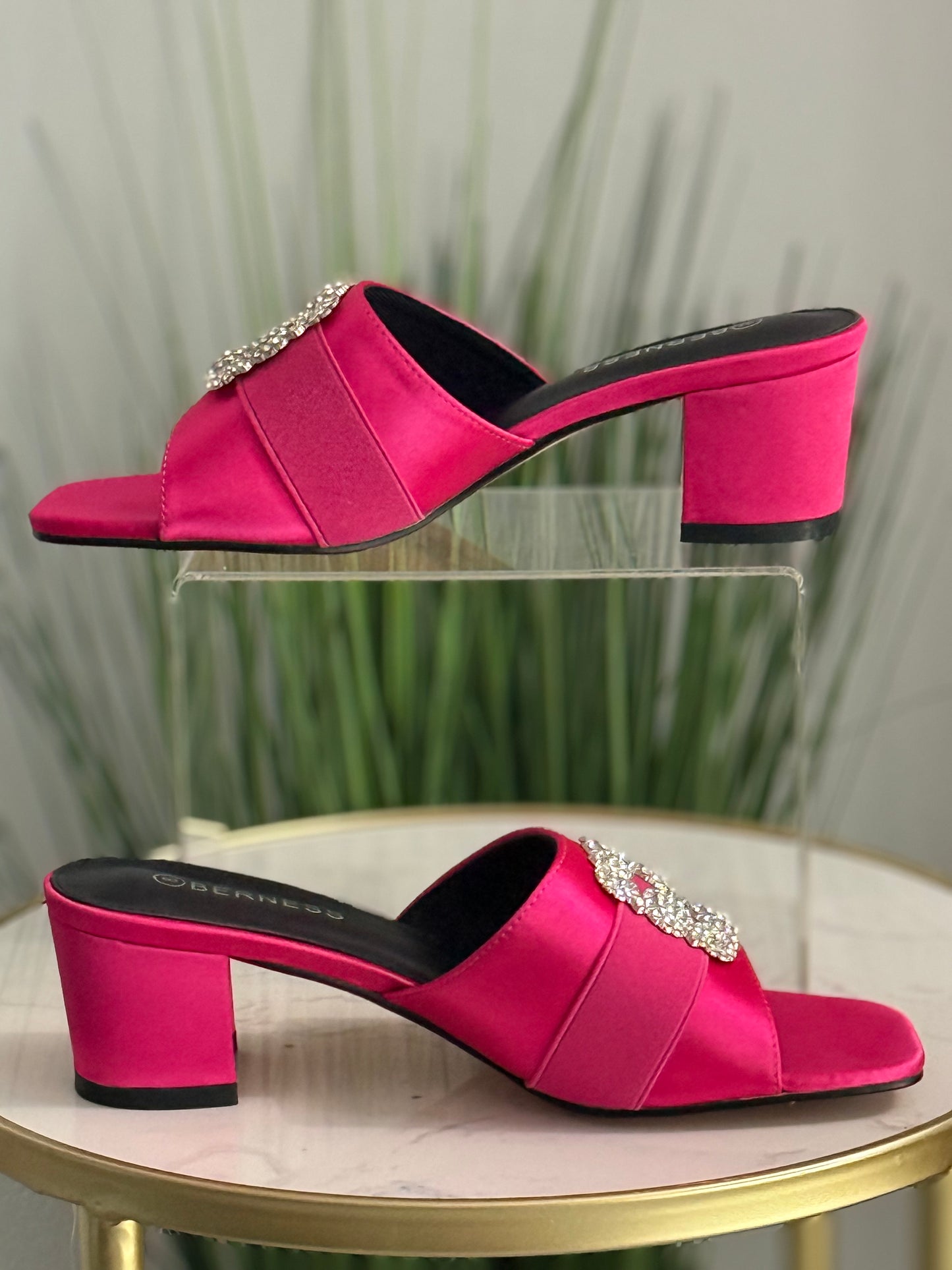 #257 Kay Satin Bling Kitten Heel (hot pink)
