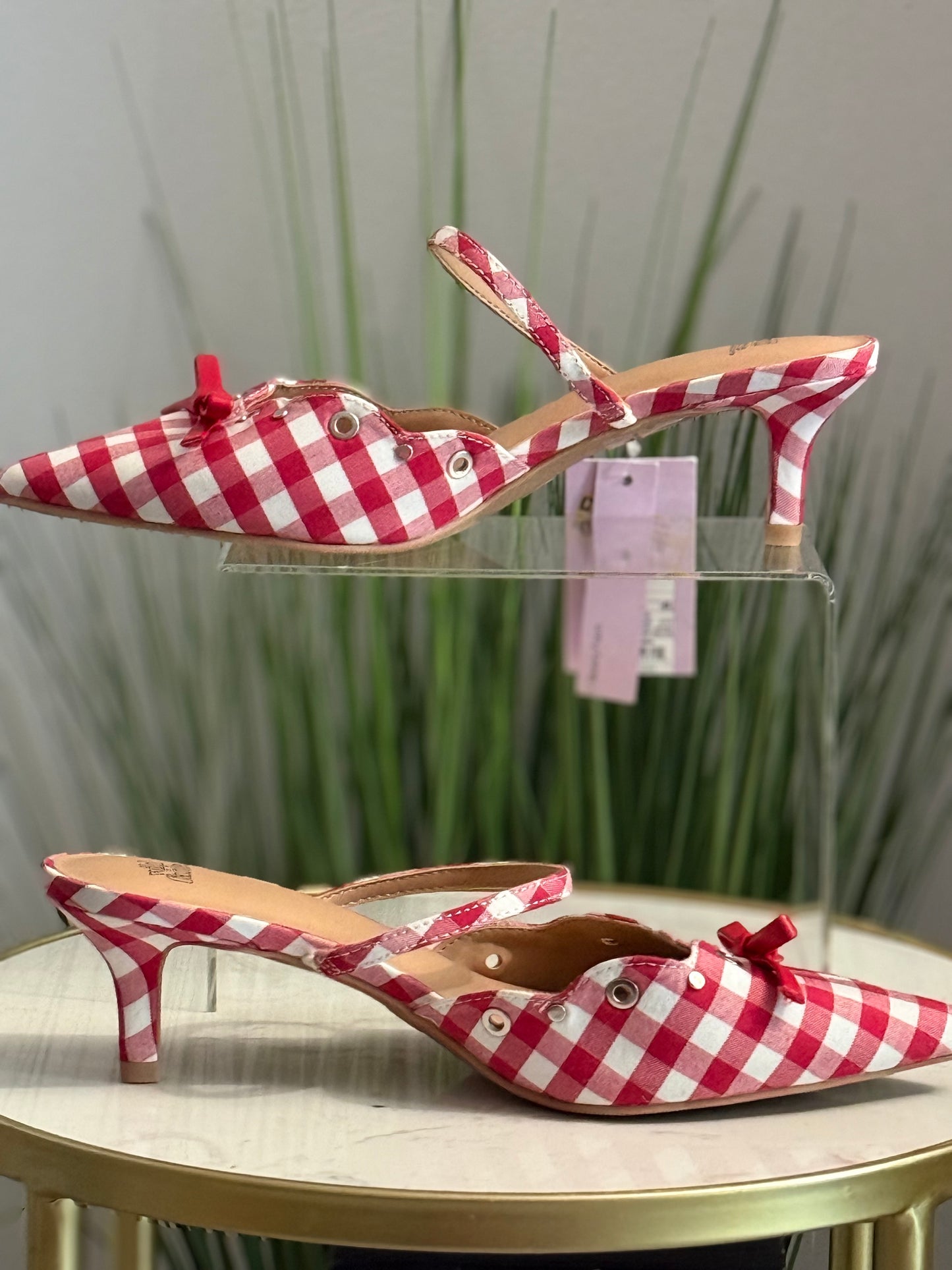 #238 Gingham Kitten Heels