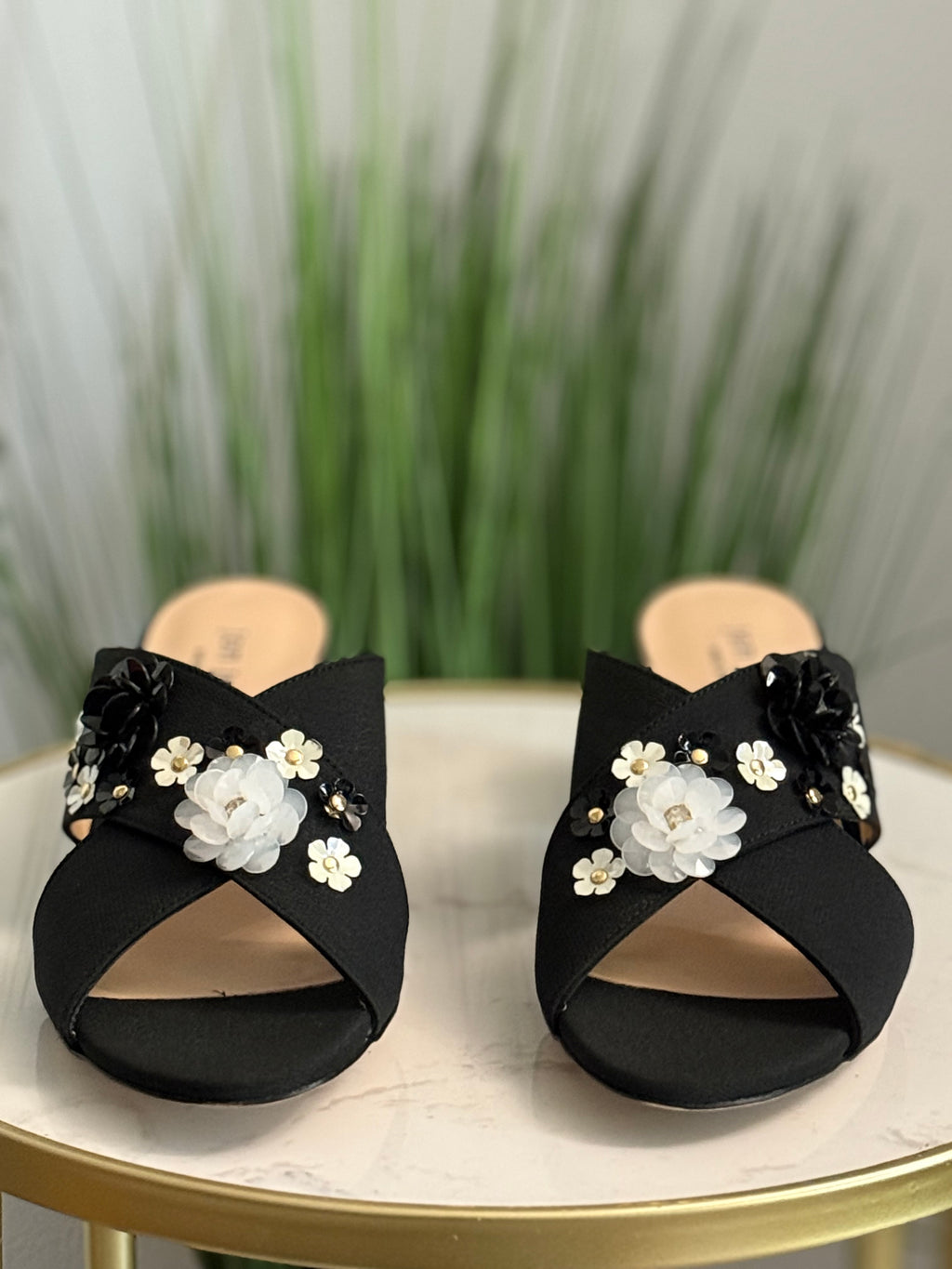 #282 Jon Josef Floral Embellished Block Heel Sandals