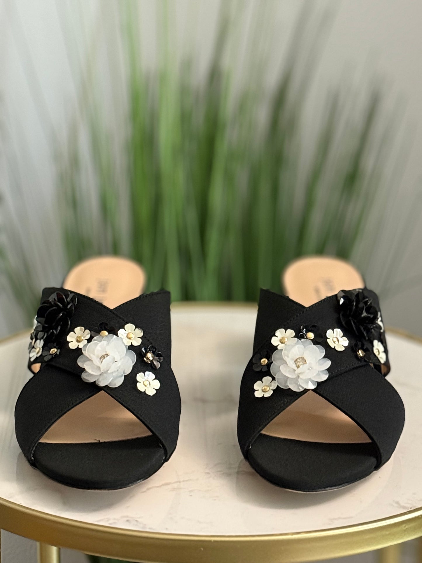 #282 Jon Josef Floral Embellished Block Heel Sandals
