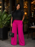Black Sheer Pleated Ruffle Sleeve Blouse #134