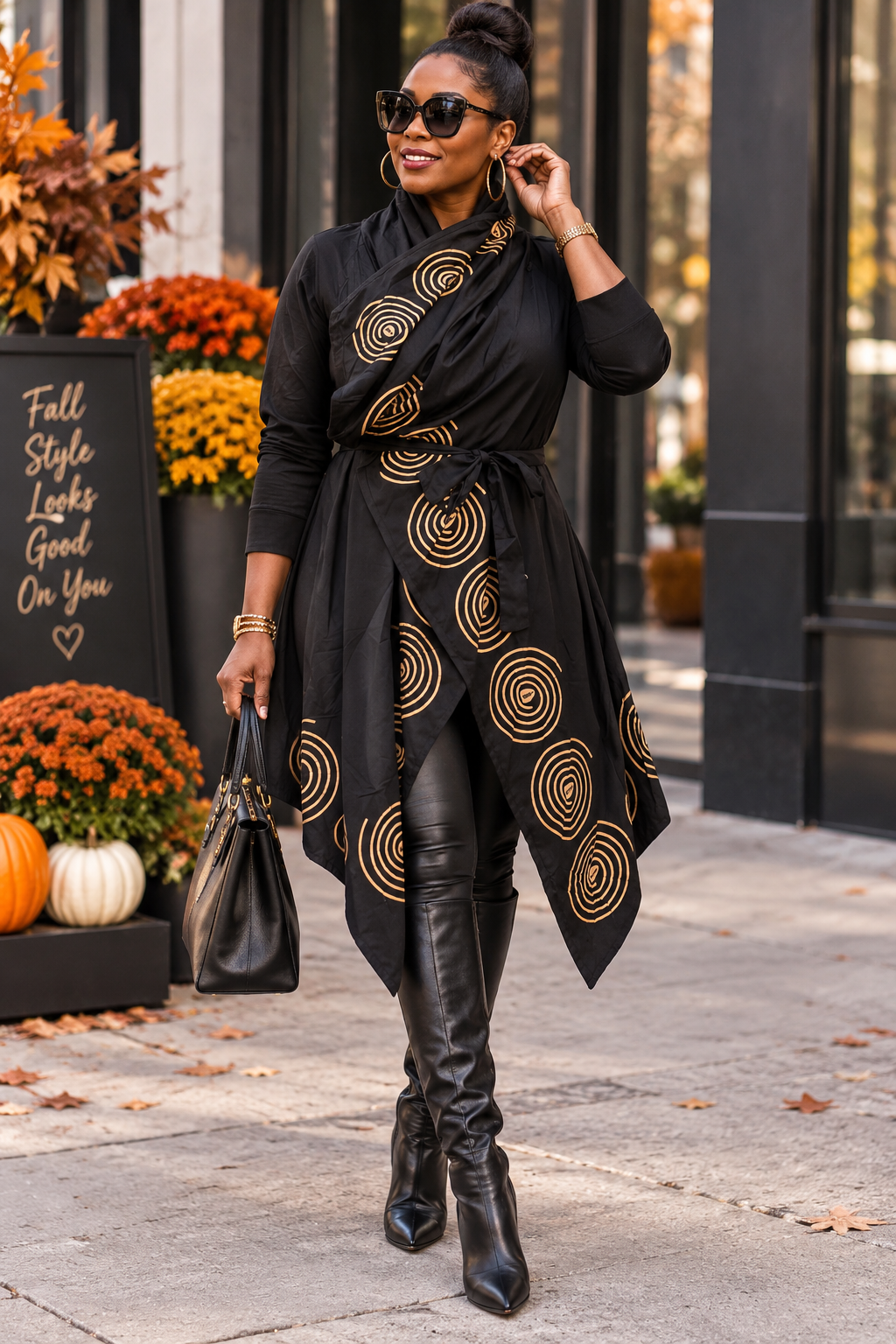 Metallic Swirl Print Wrap Jacket #195 (OSFM)
