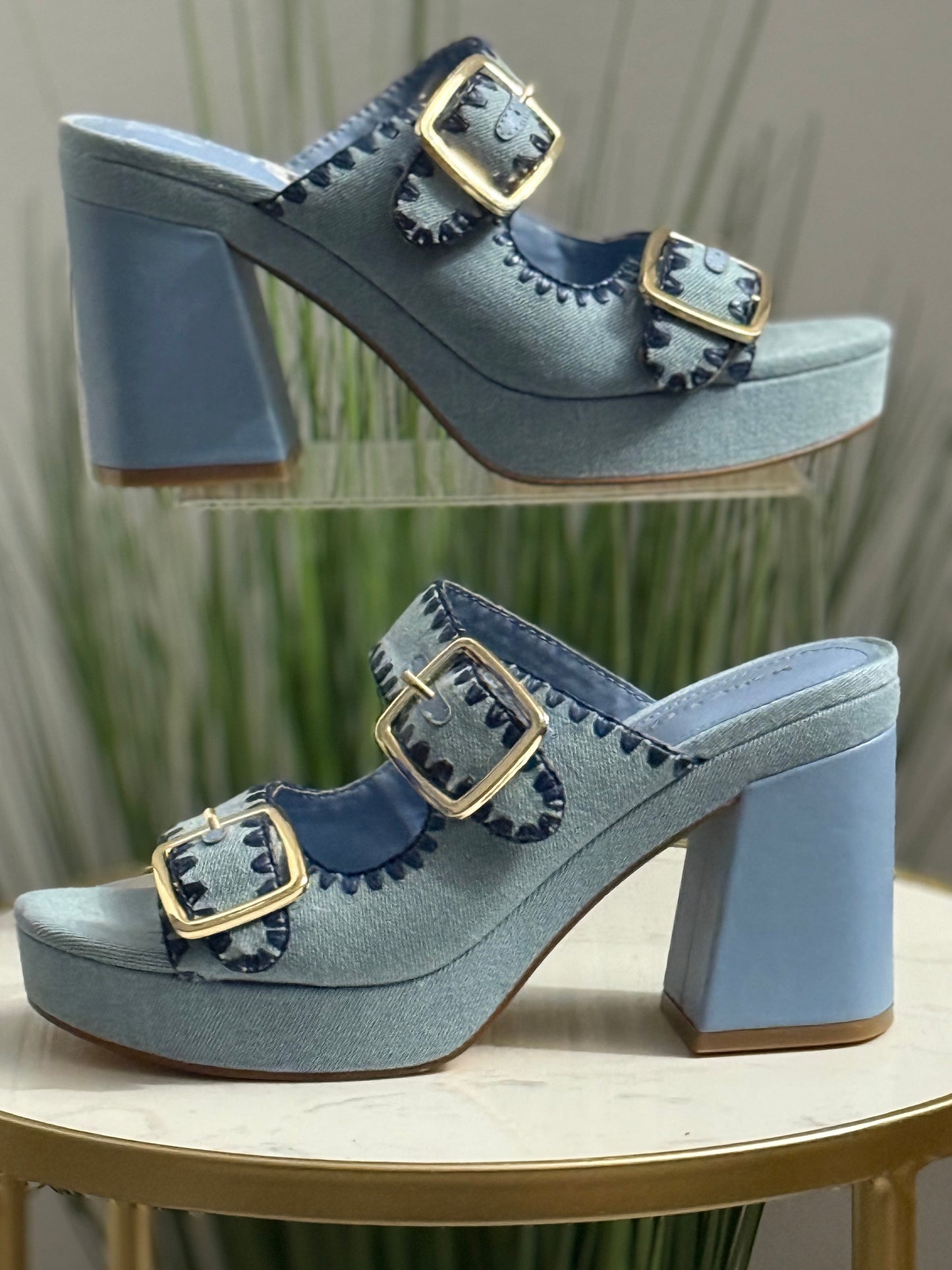 #207 Denim Platform Heels
