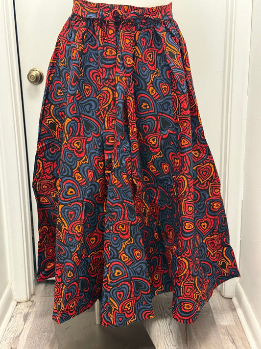 #38 Heart Print Maxi Skirt