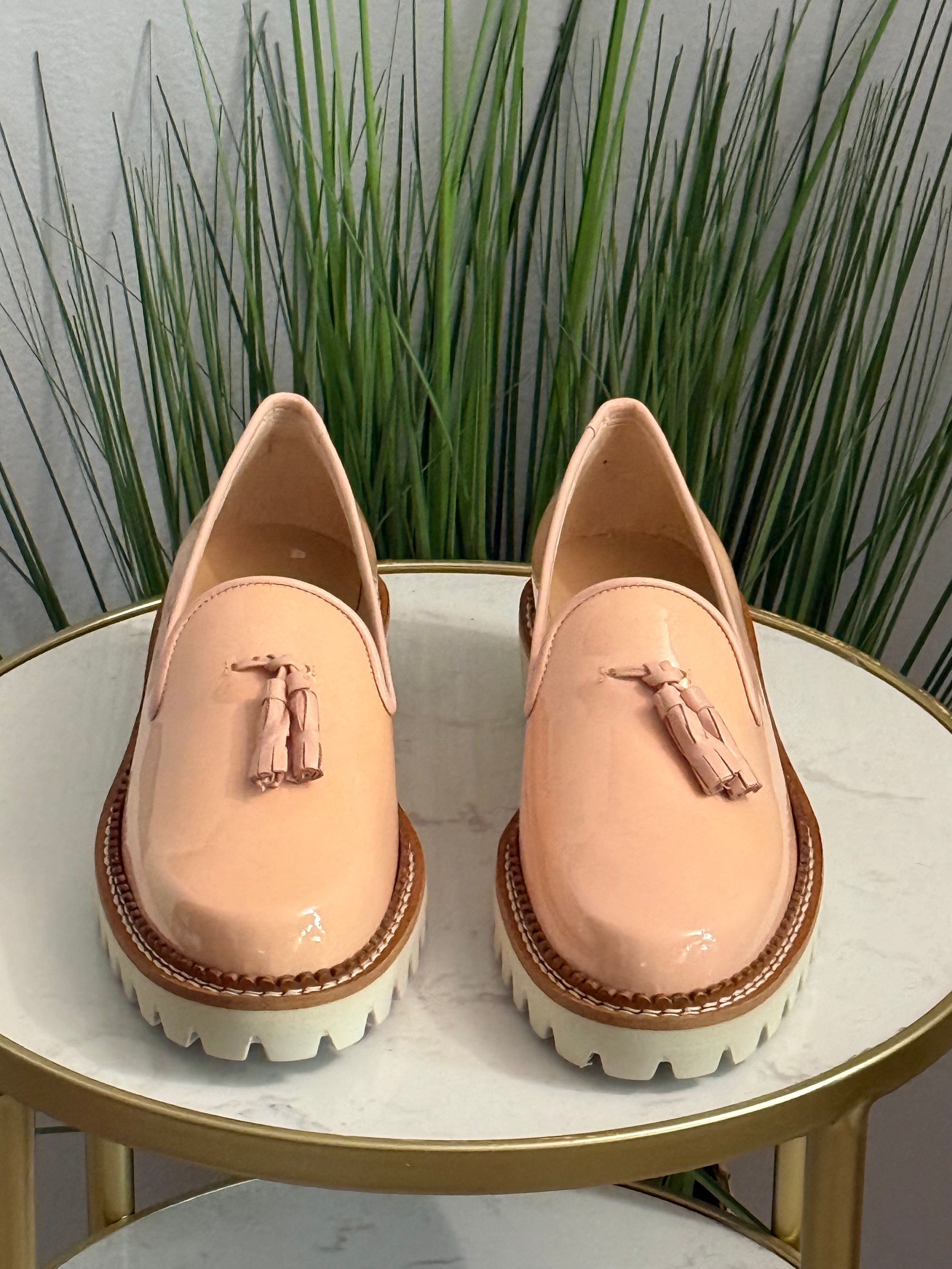 Patent leather tassel loafers