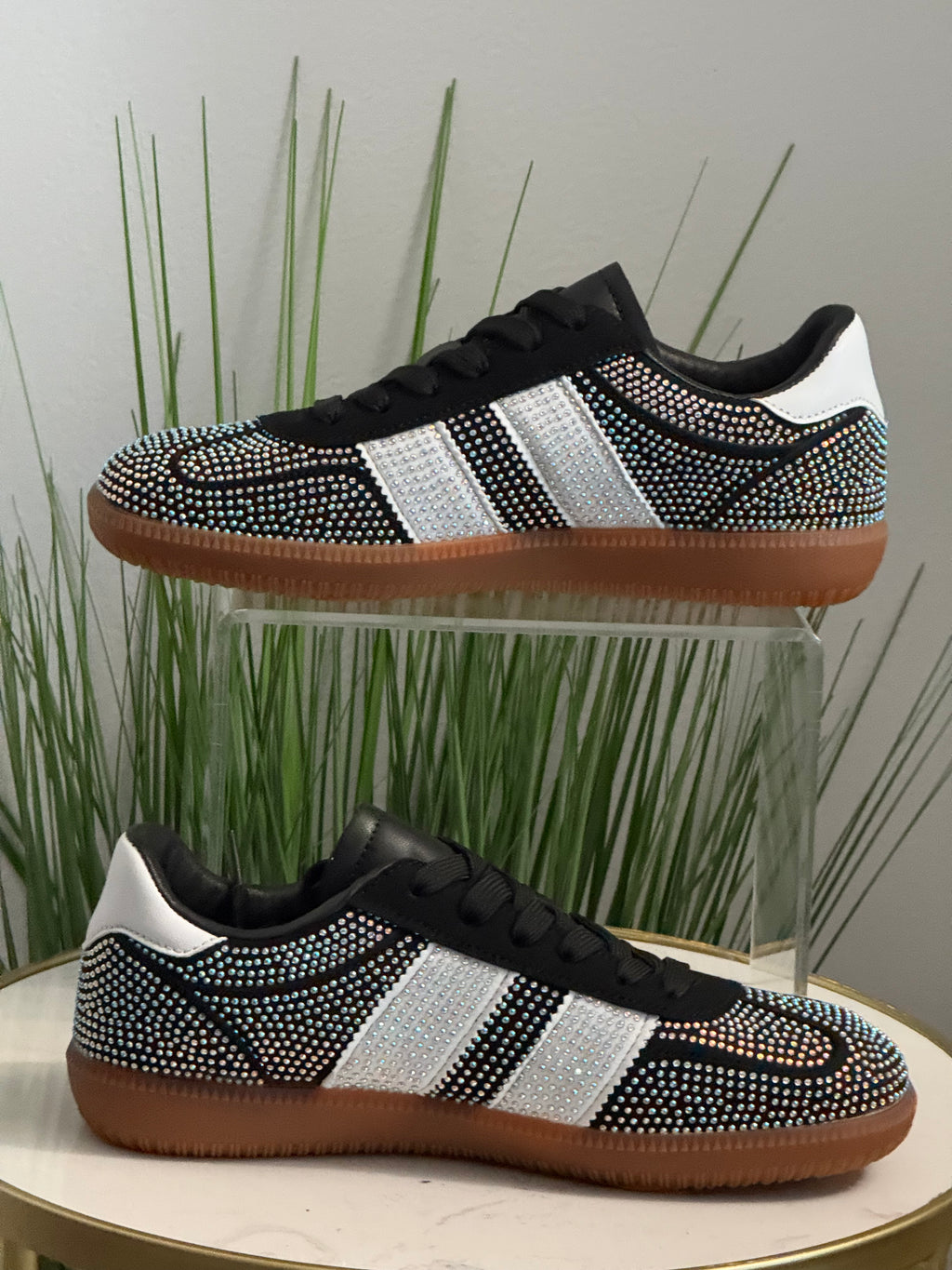 Lennon Blk/Wht Sparkle Sneakers