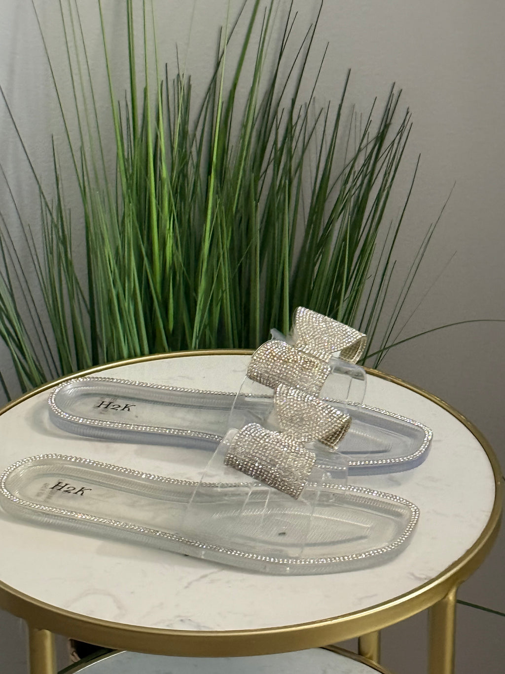 #234 Rhinestone Bow Jelly Slide Sandals