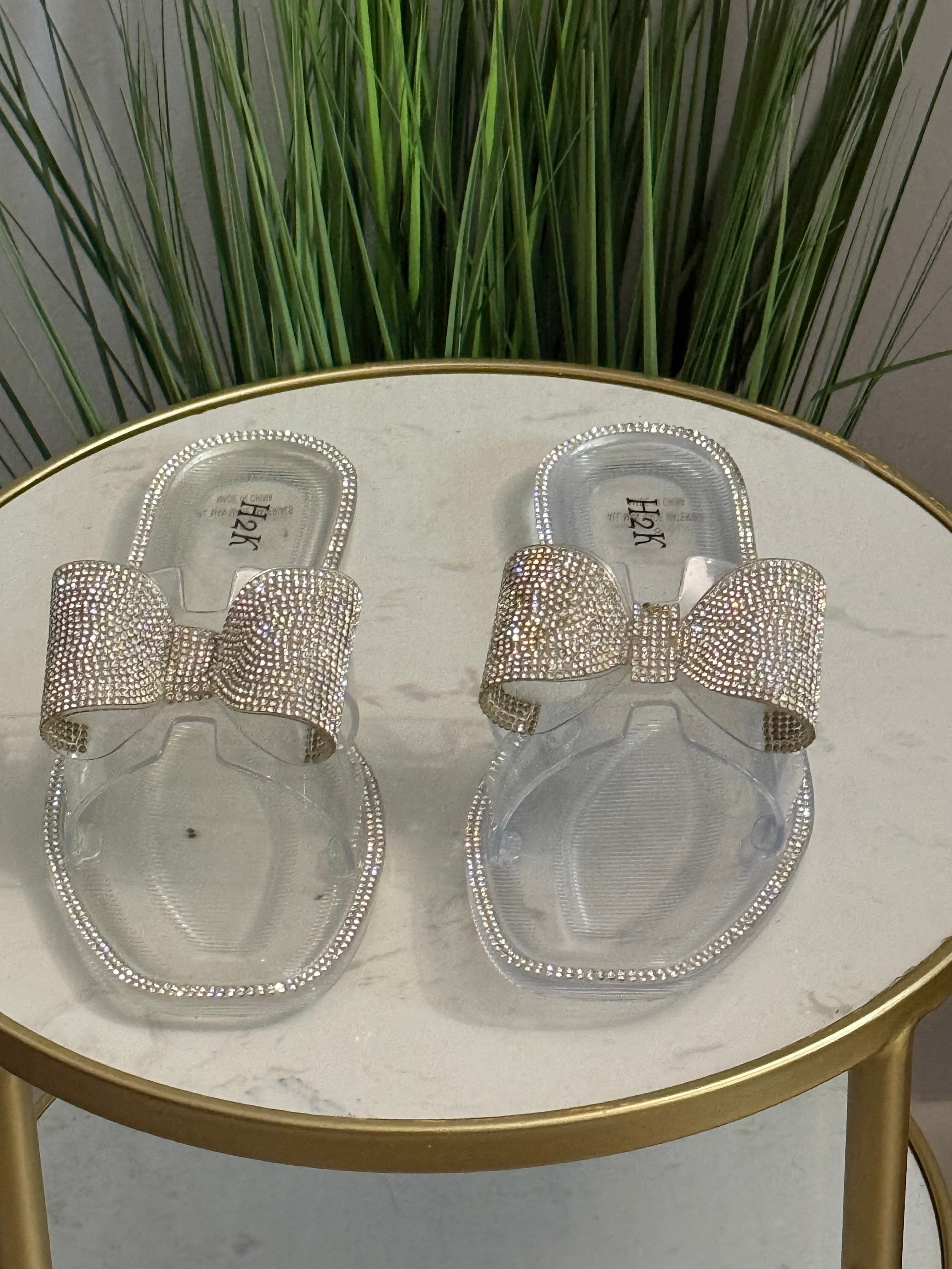 #234 Rhinestone Bow Jelly Slide Sandals