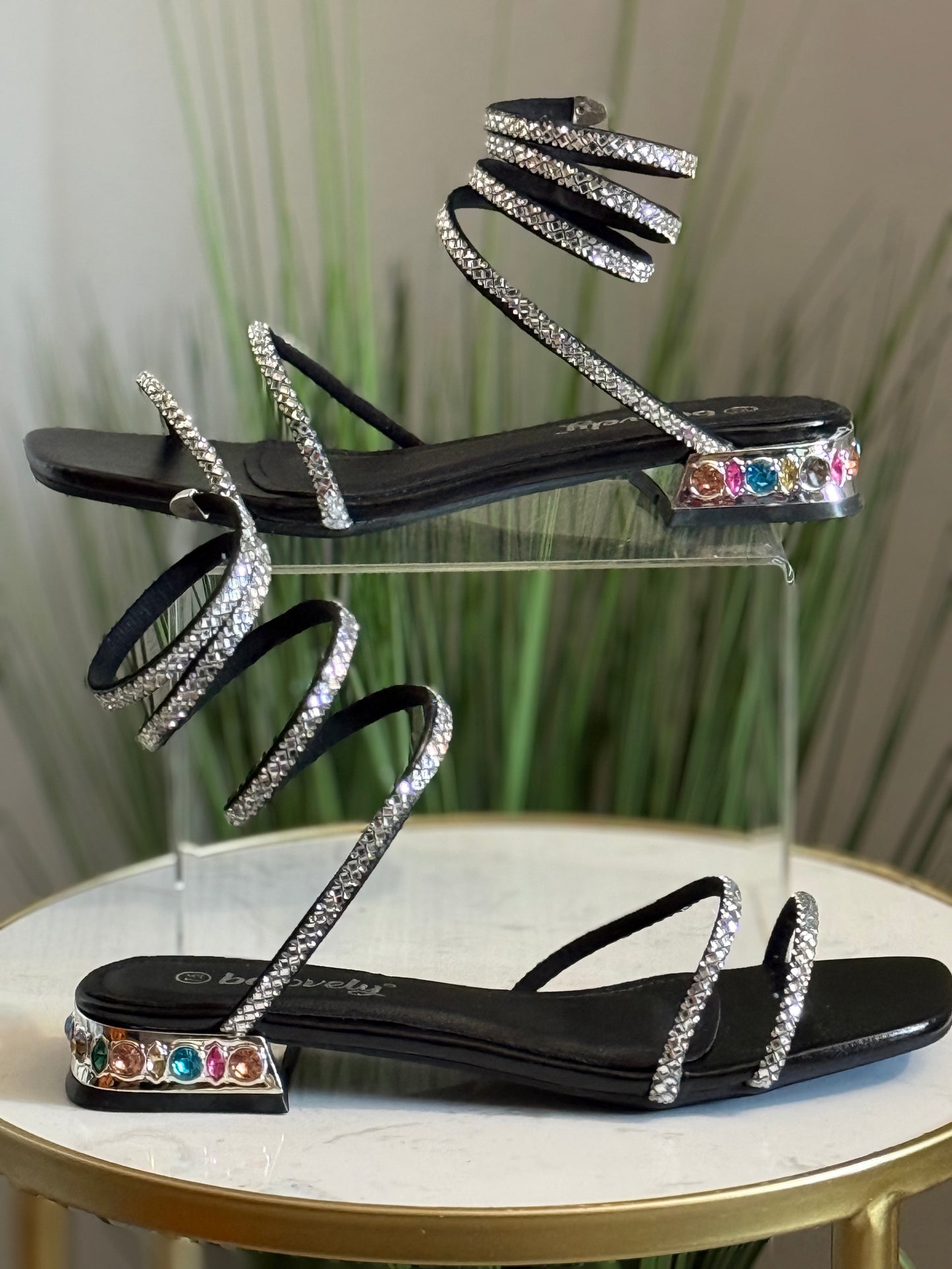 #209 Rhinestone Wrap Sandals